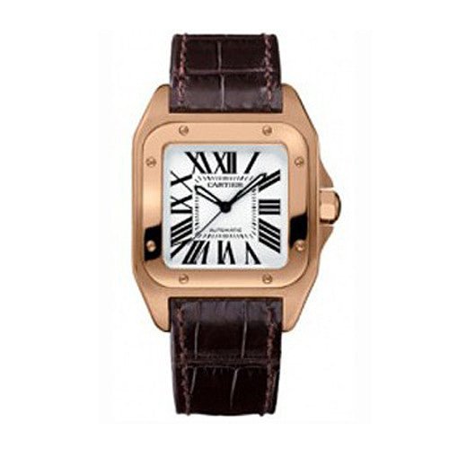 CartierW20108Y1.jpg Santos 100 Rose Gold Alligator - Image 1
