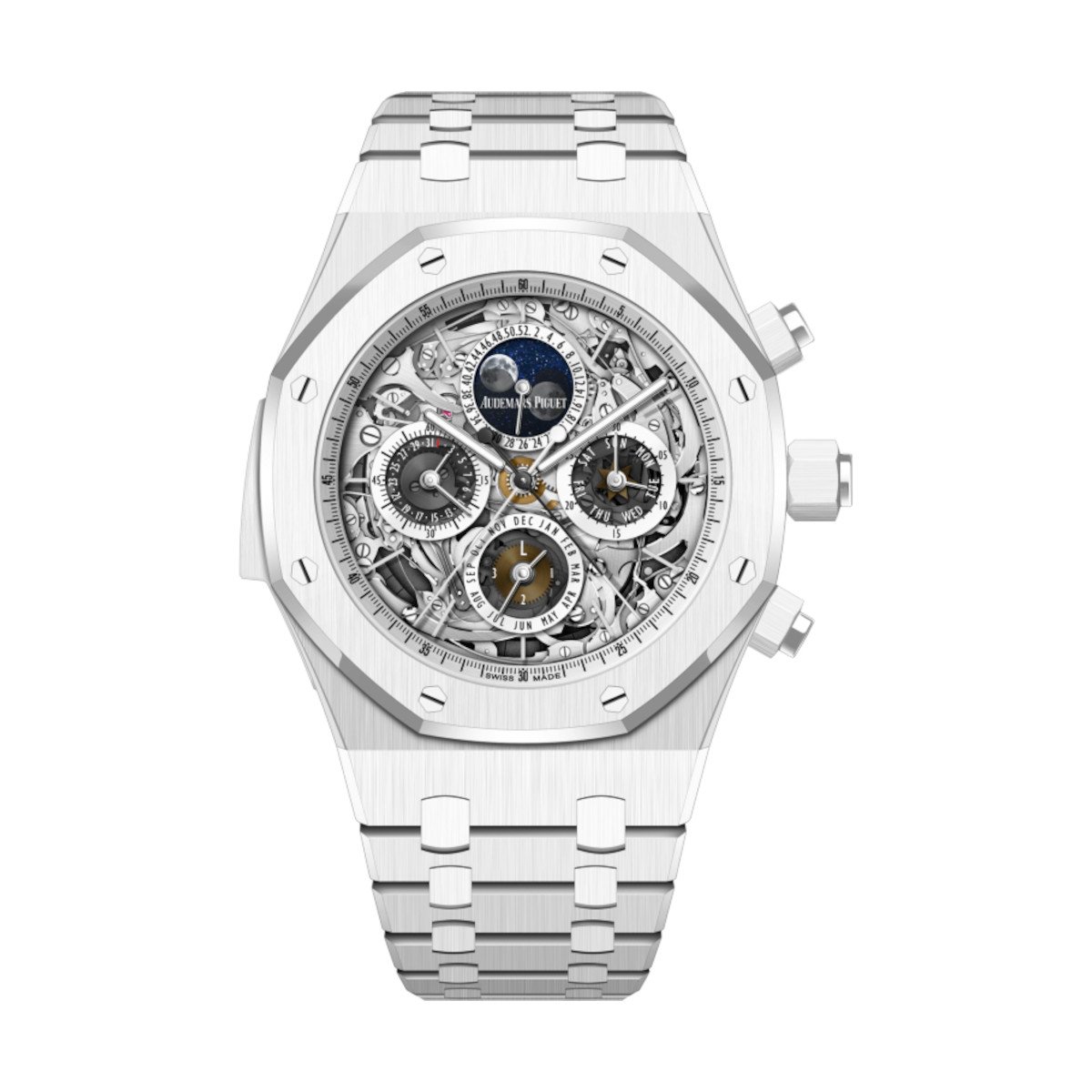 Audemars Piguet 26605CB.OO.1248CB.01 Royal Oak Sapphire Dial White Ceramic Bracelet Watch