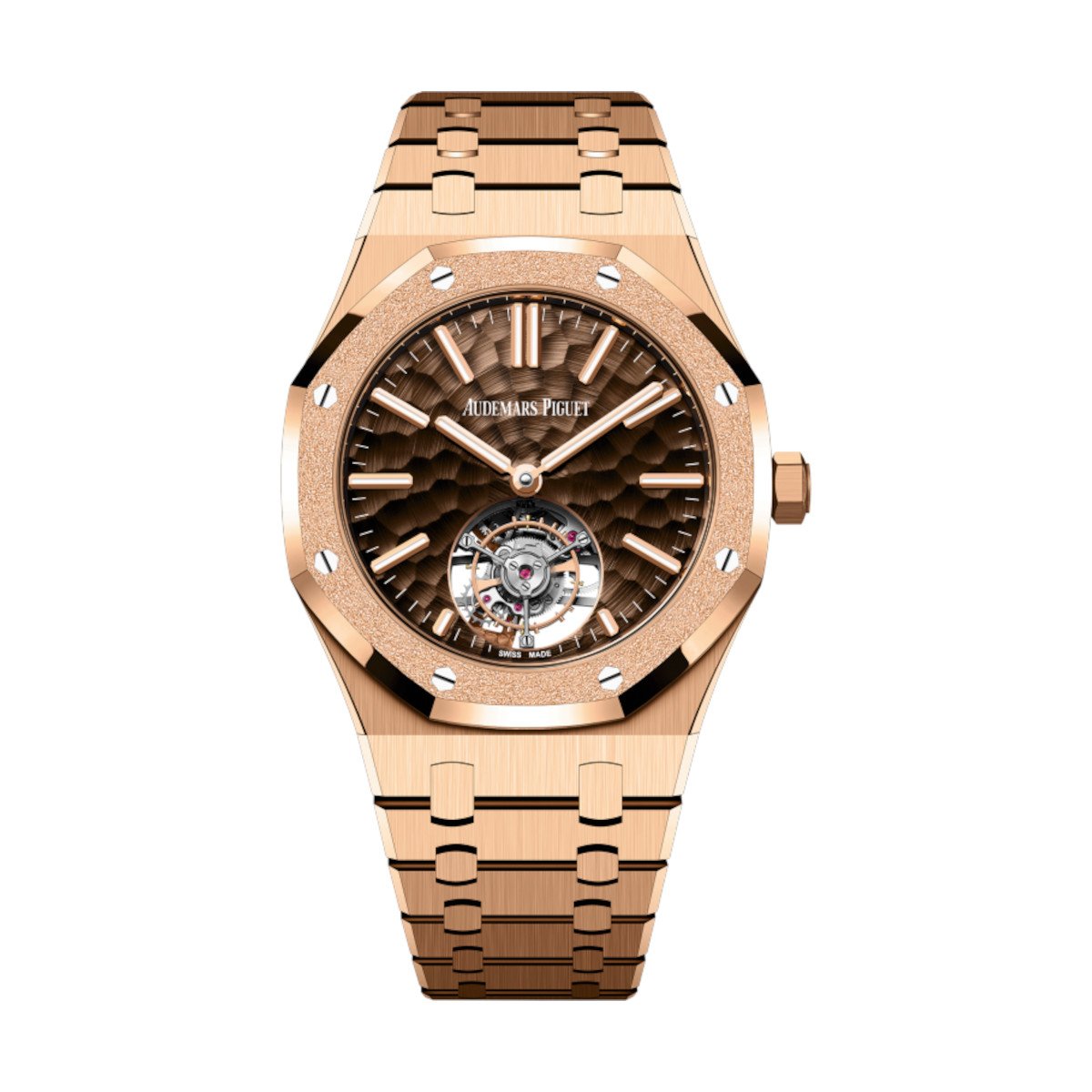 Audemars Piguet 26730OR.GG.1320OR.01 Royal Oak Brown Dial Pink Gold Bracelet Watch