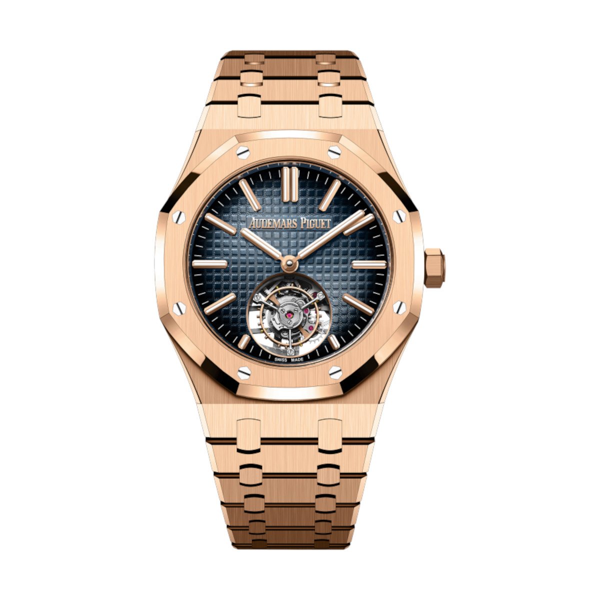 Audemars Piguet 26730OR.OO.1320OR.02 Royal Oak Blue Dial Pink Gold Bracelet Watch