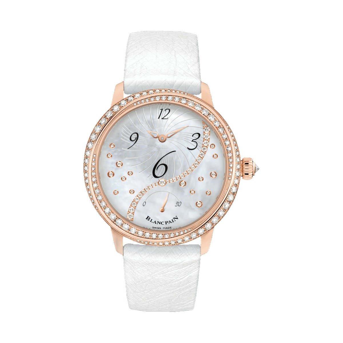 Blancpain Ladybird Heure Decentree Red Gold White Ostrich 3650A 3754 58B