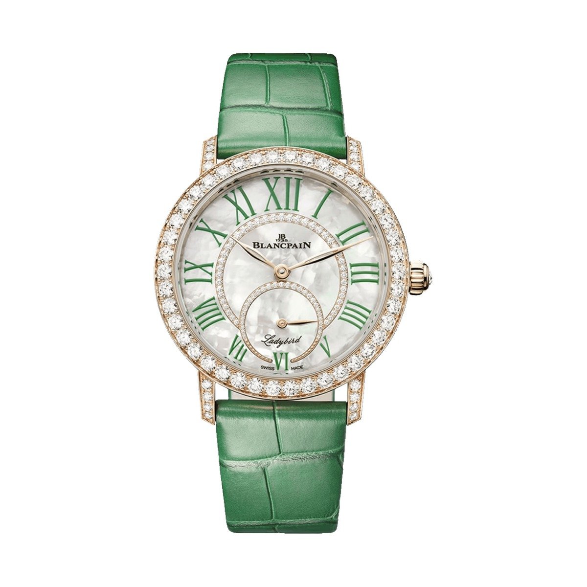 Blancpain Ladybird Colors Red Gold Diamond Green Alligator 3661A 2954 55B