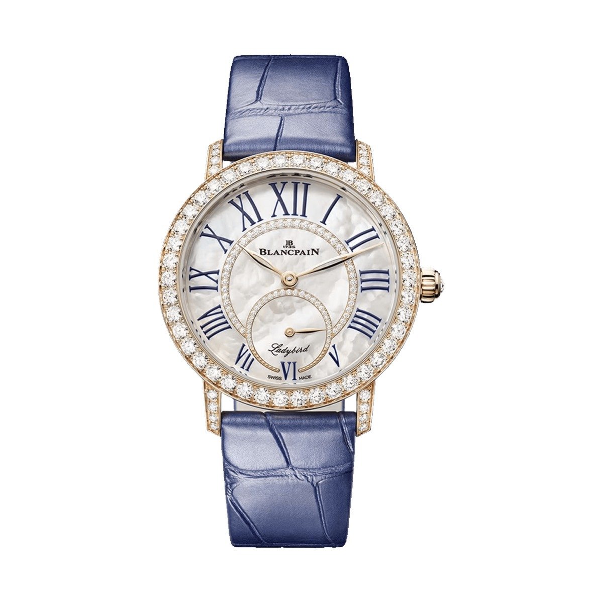Blancpain Ladybird Colors Red Gold Diamond Blue Alligator 3661B 2954 55B