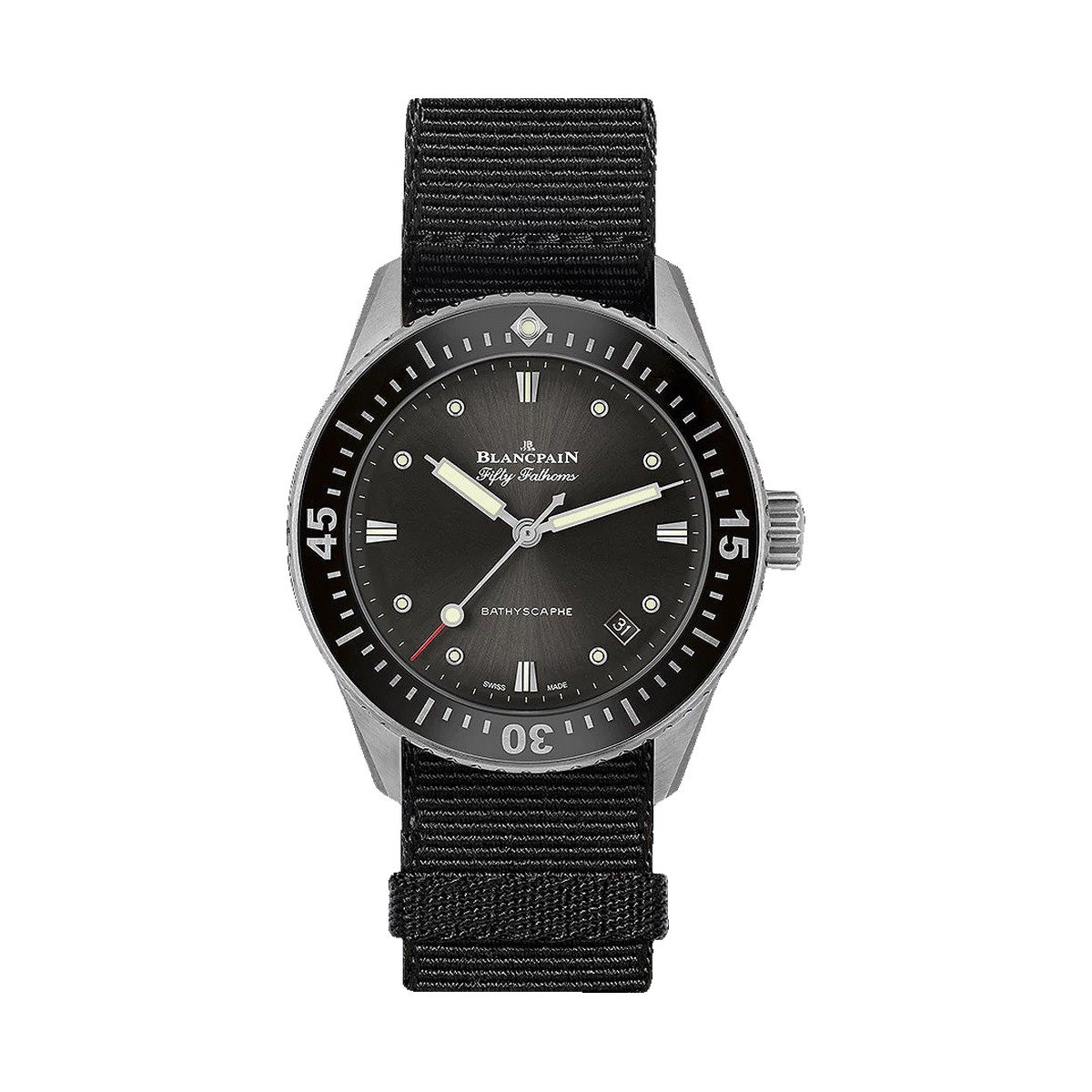 Blancpain Fifty Fathoms Bathyscaphe 38mm Steel Black NATO 5100B 1110 NABA