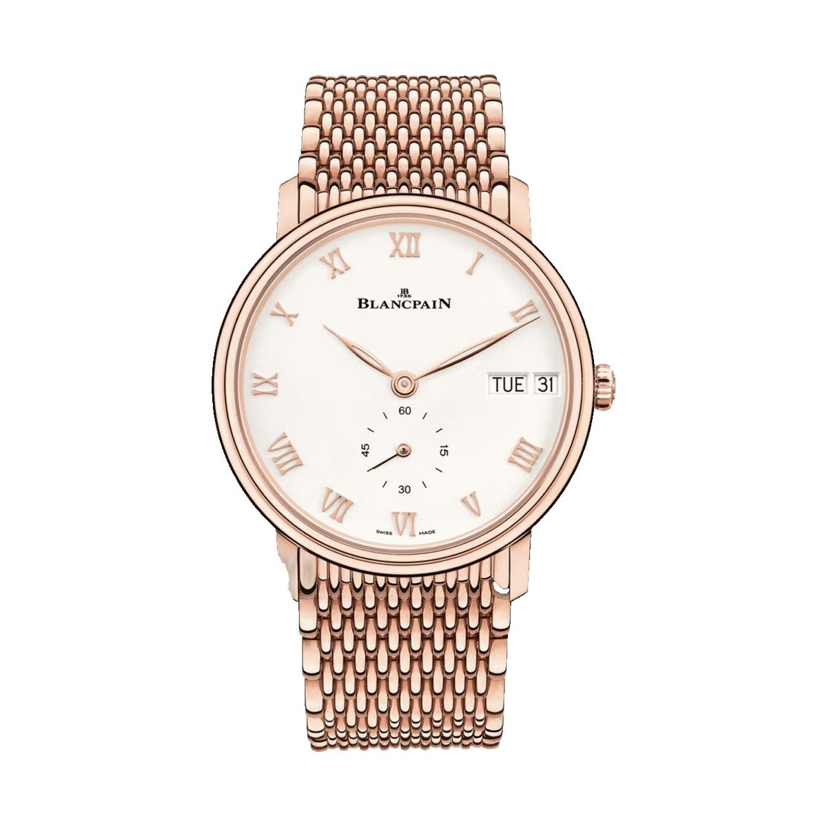 Blancpain Villeret Jour Date Mille Mailles Red Gold 6652 3642 MMB