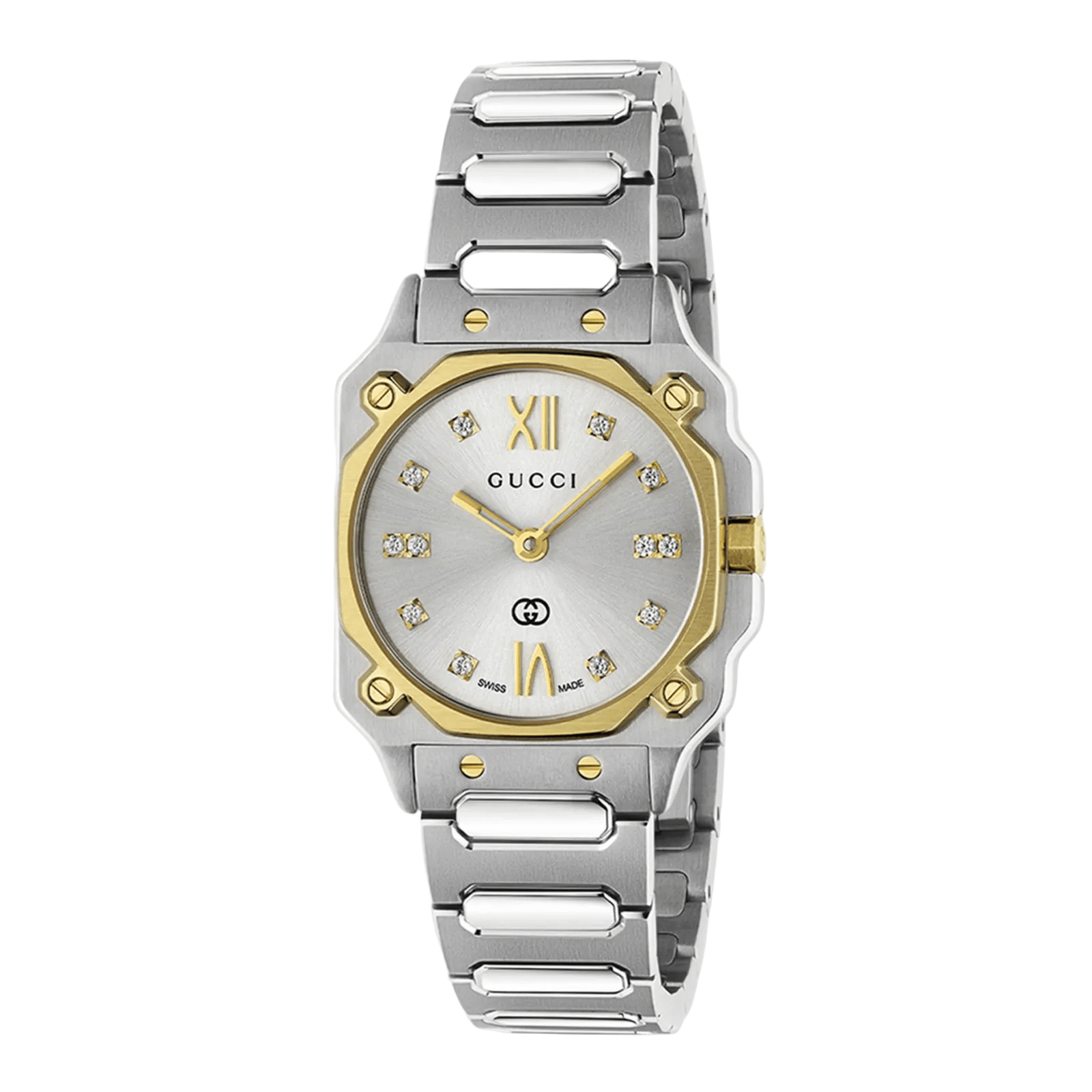 Gucci G-Flat Watch 24mm, Silver/Gold
