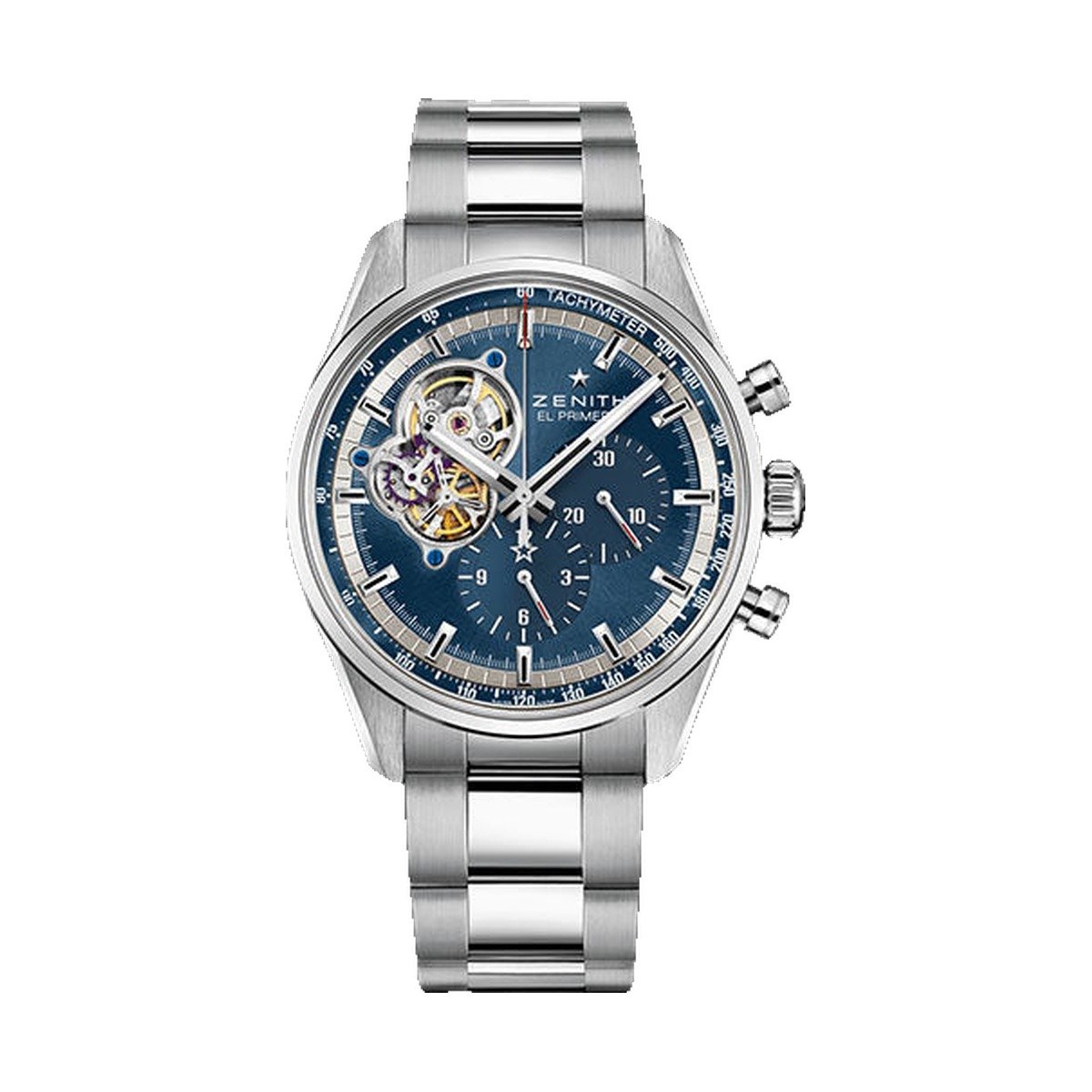 Zenith Chronomaster El Primero Open Watch - Steel - Blue Dial - Stainless Steel Bracelet - 03.20416.4061/51.M2040