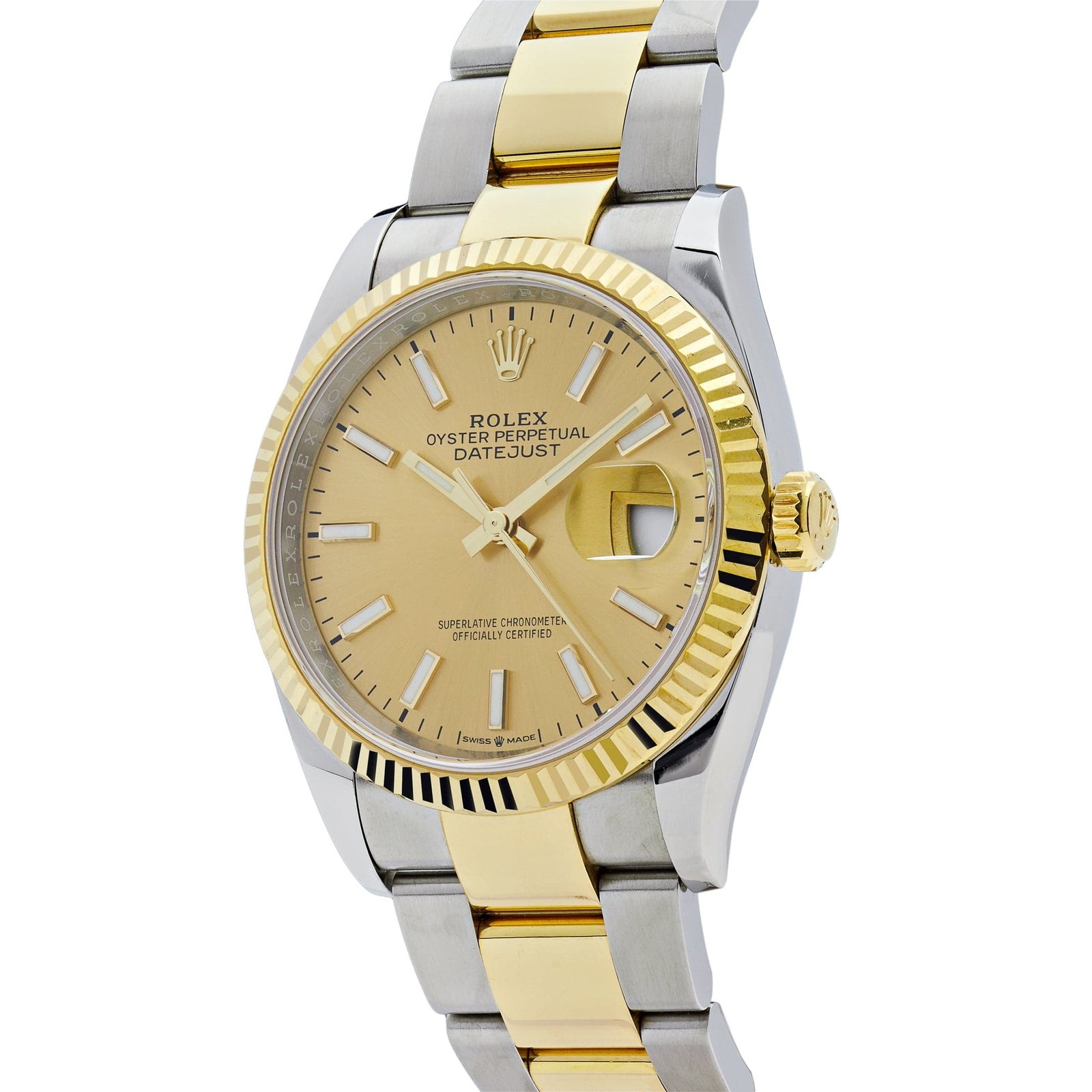 Rolex Datejust 36 126233 Yellow Gold Stainless Steel Champagne Dial Fluted Oyster - Image 2