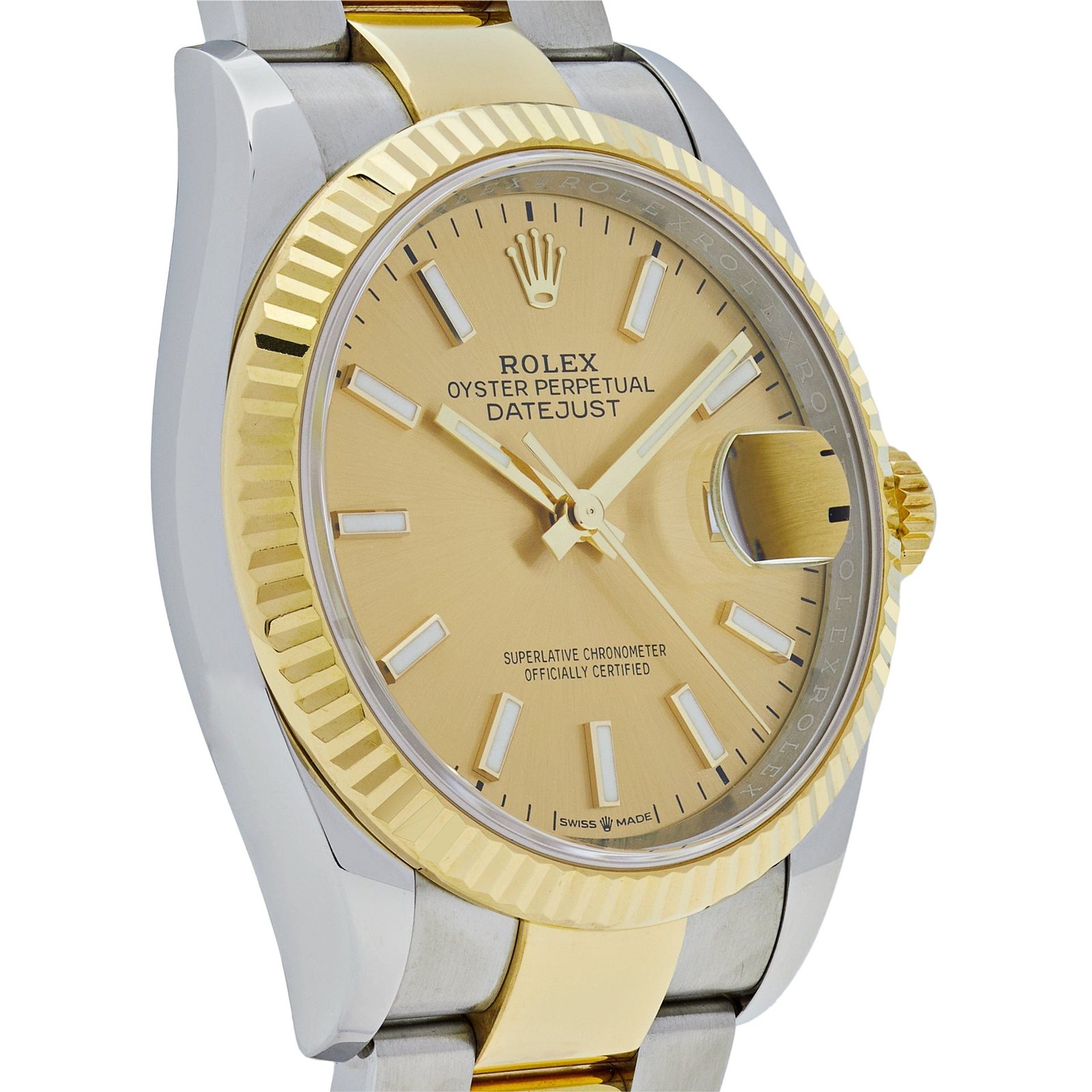 Rolex Datejust 36 126233 Yellow Gold Stainless Steel Champagne Dial Fluted Oyster - Image 3