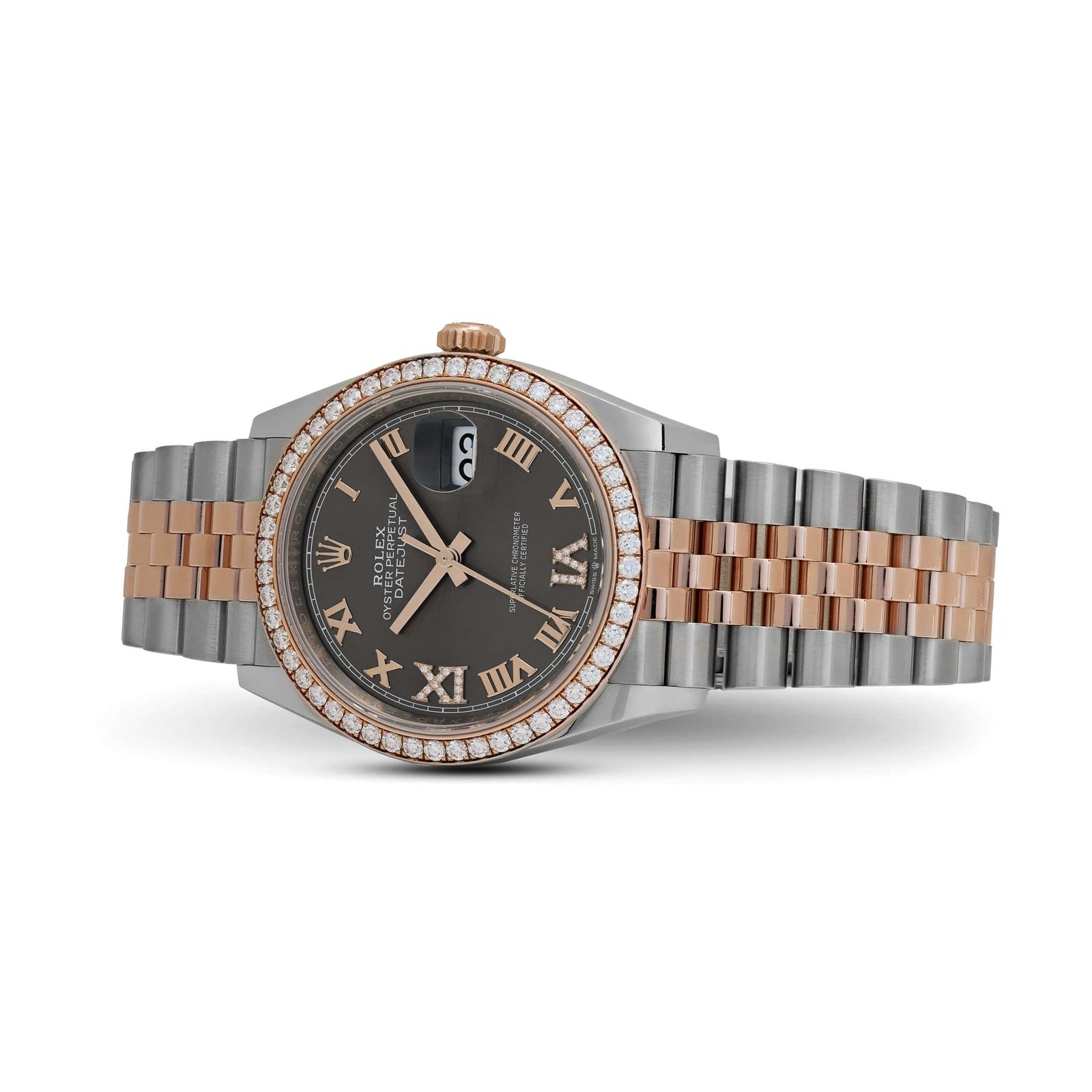 Rolex Datejust 126281RBR Rose Gold Stainless Steel Slate Diamond Dial Diamond Bezel Jubilee (2025) - Image 5