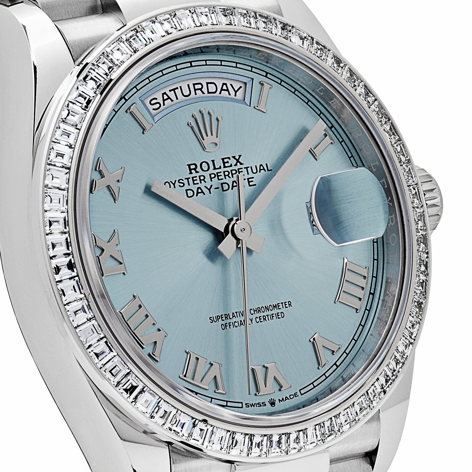 Rolex Day-Date 36 128396TBR Platinum Ice Blue Dial Diamond Bezel (2024) - Image 5