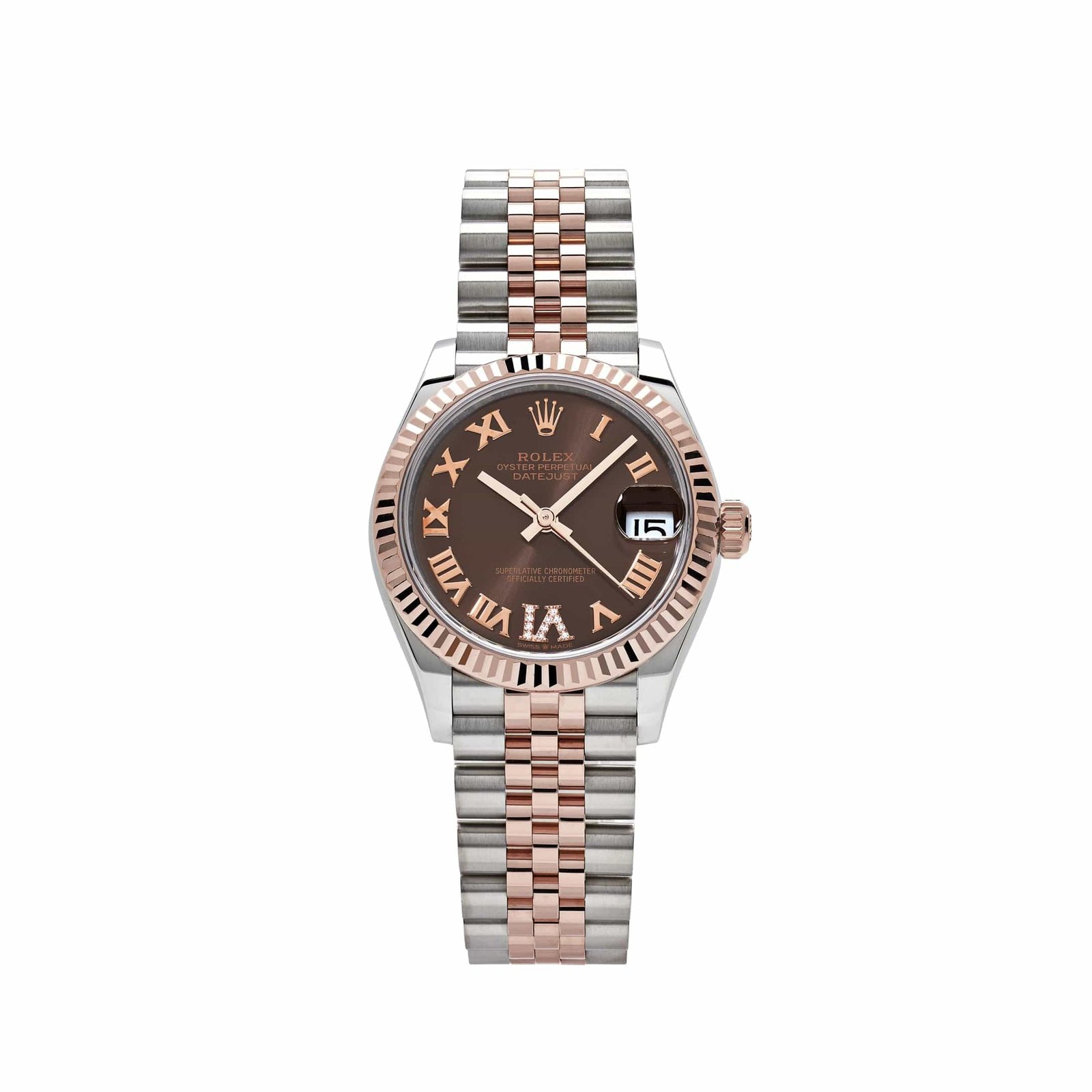 Rolex Datejust 31 278271 'Ladies' Rose Gold Stainless Steel Roman Chocolate Dial Jubilee