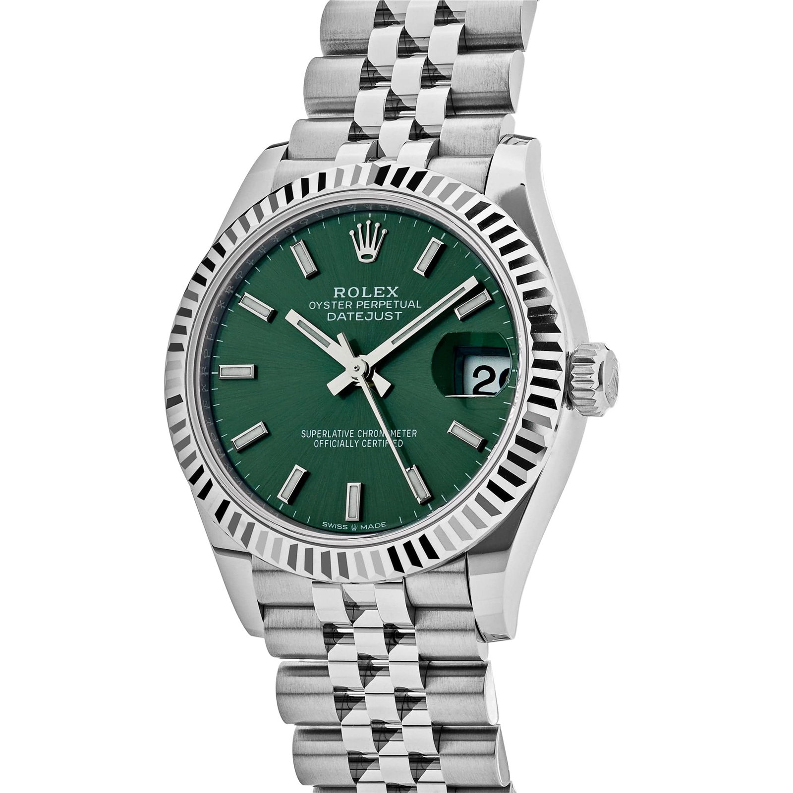 Rolex Datejust 31 278274 'Ladies' Stainless Steel Mint Green Dial Fluted Jubilee (2025) - Image 3