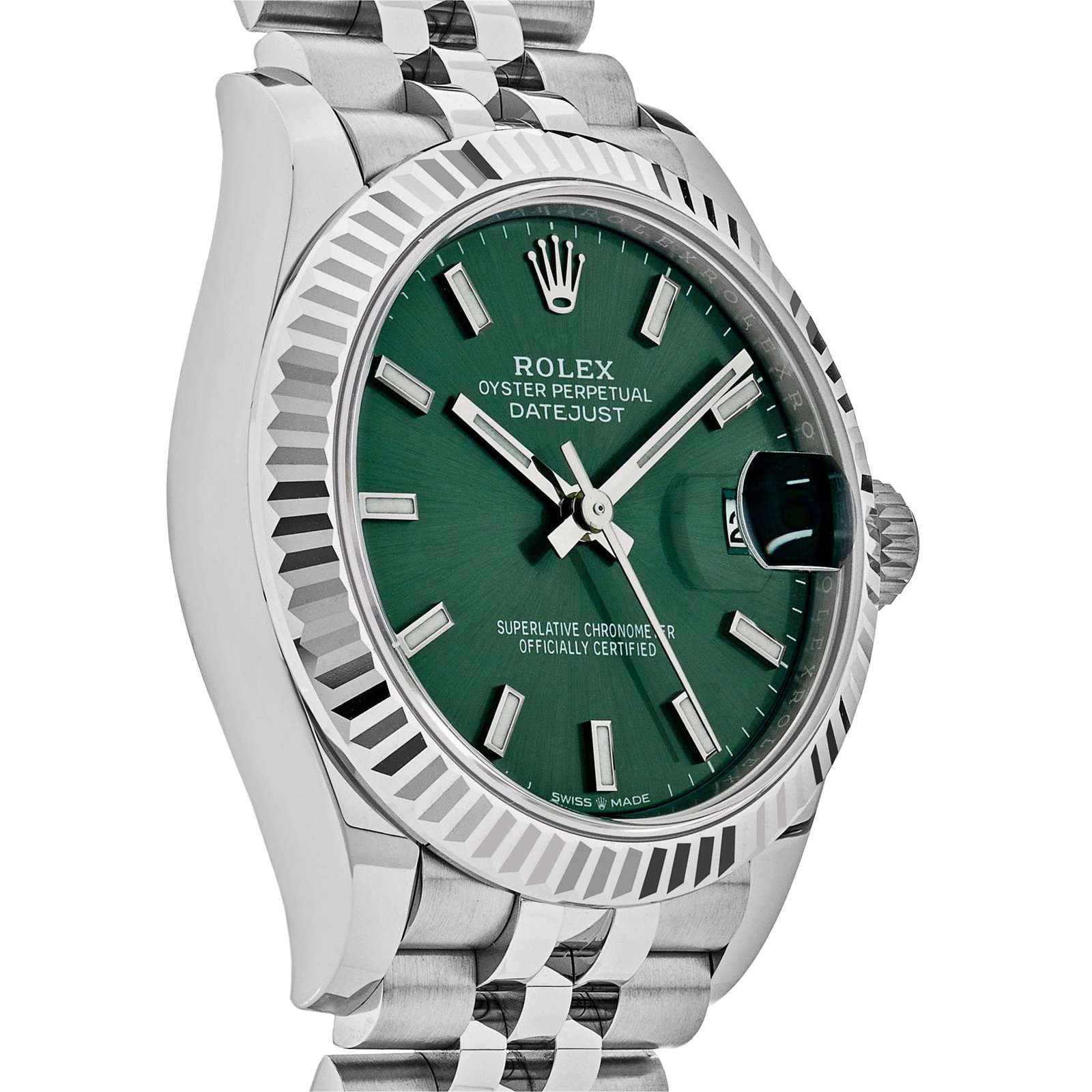 Rolex Datejust 31 278274 'Ladies' Stainless Steel Mint Green Dial Fluted Jubilee (2025) - Image 4