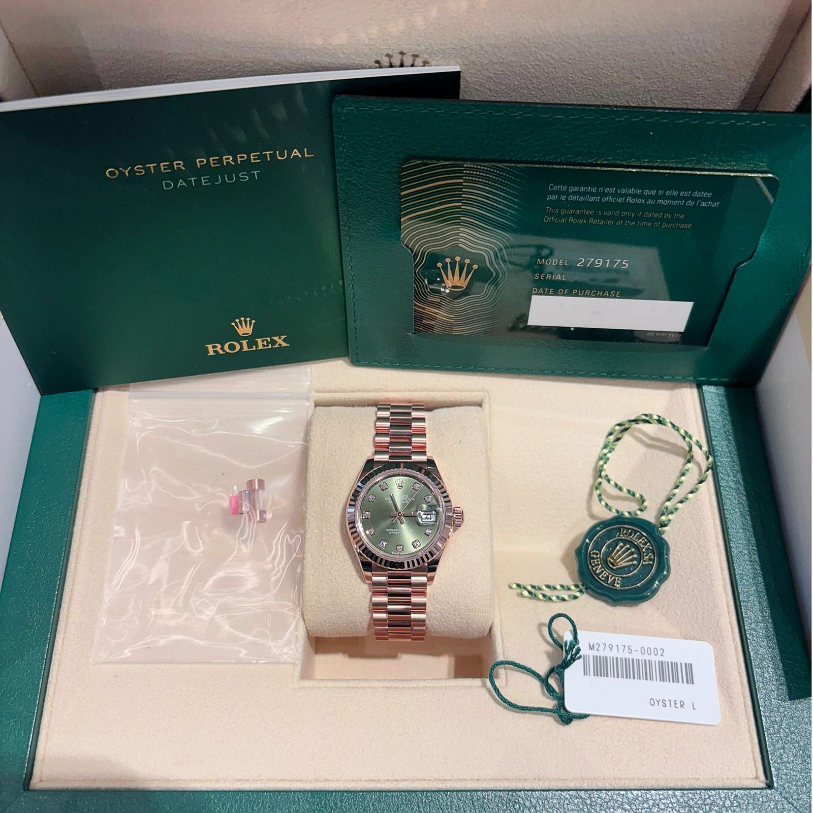 Rolex Datejust 28 279175 'Ladies' Rose Gold Olive Diamond Dial (2025) - Image 11