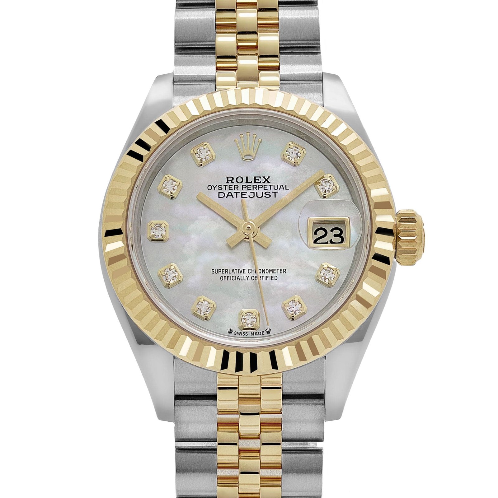 Rolex Datejust 28 279173 'Ladies' Stainless Steel Yellow Gold Mother of Pearl Diamond Dial Jubilee (2025) - Image 4