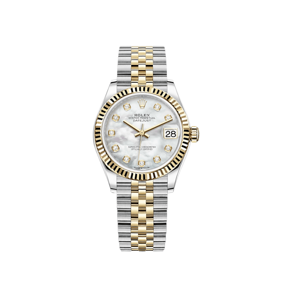 Rolex Datejust 31 278273 'Ladies' Yellow Gold Stainless Steel White Mother of Pearl Diamond Dial Fluted Jubilee (2024)