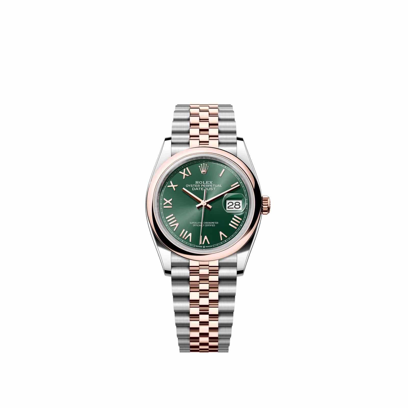Rolex Datejust 36 126201 Rose Gold Stainless Steel Mint Green Roman Dial Jubilee (2026)