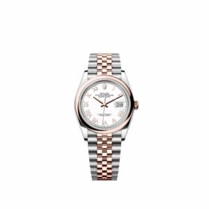 Rolex Datejust 36 126201 Rose Gold Stainless Steel White Roman Dial Jubilee (2026)