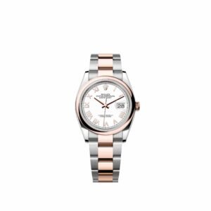 Rolex Datejust 36 126201 Rose Gold Stainless Steel White Roman Dial Oyster (2026)