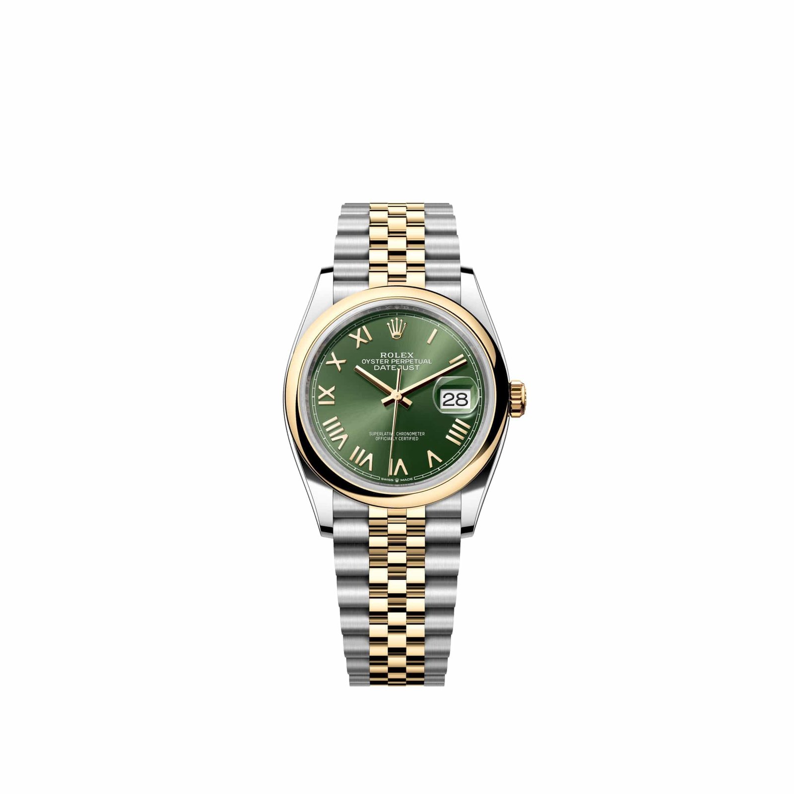 Rolex Datejust 36 126203 Yellow Gold Stainless Steel Olive Green Roman Dial Jubilee (2026)
