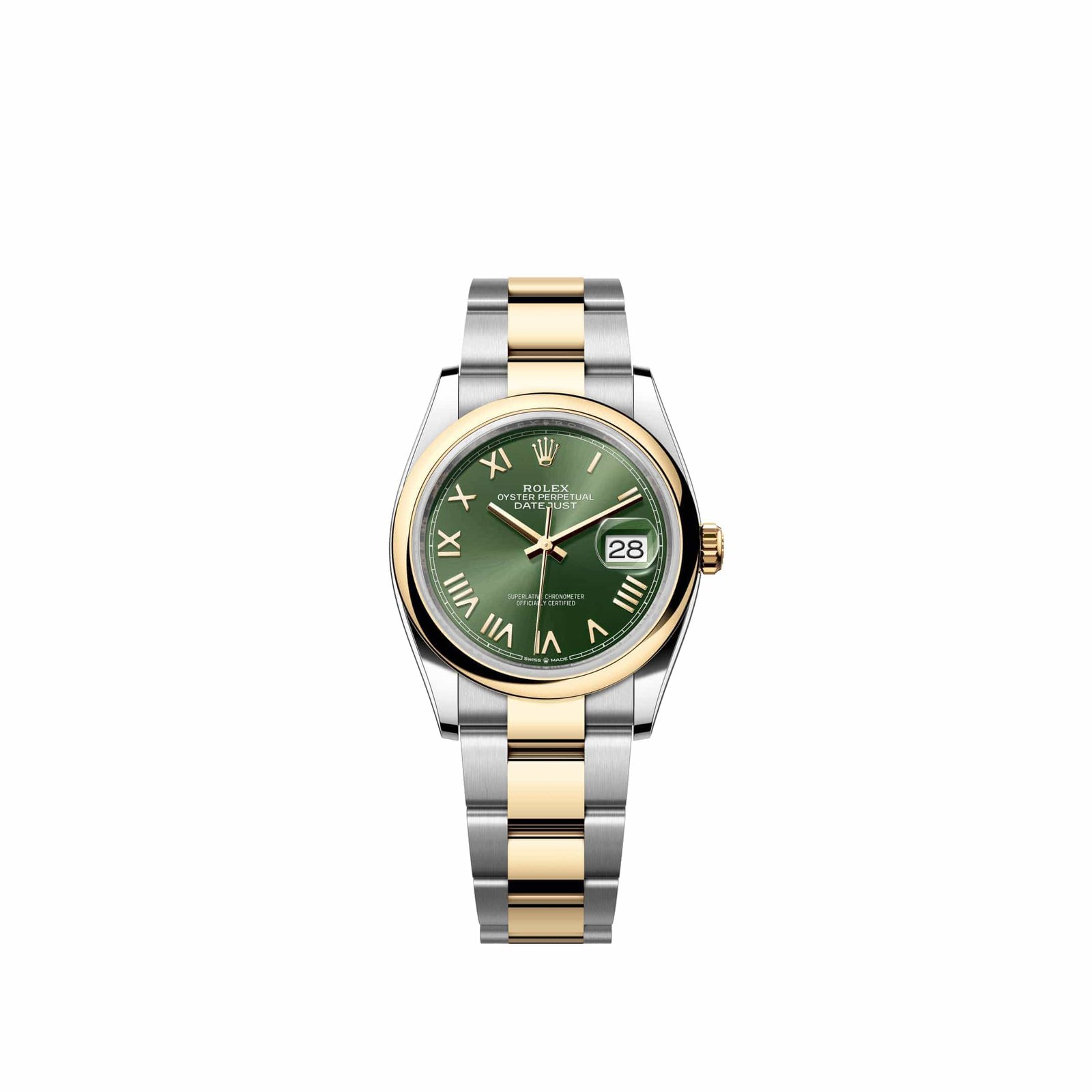 Rolex Datejust 36 126203 Yellow Gold Stainless Steel Olive Green Roman Dial Oyster (2026)