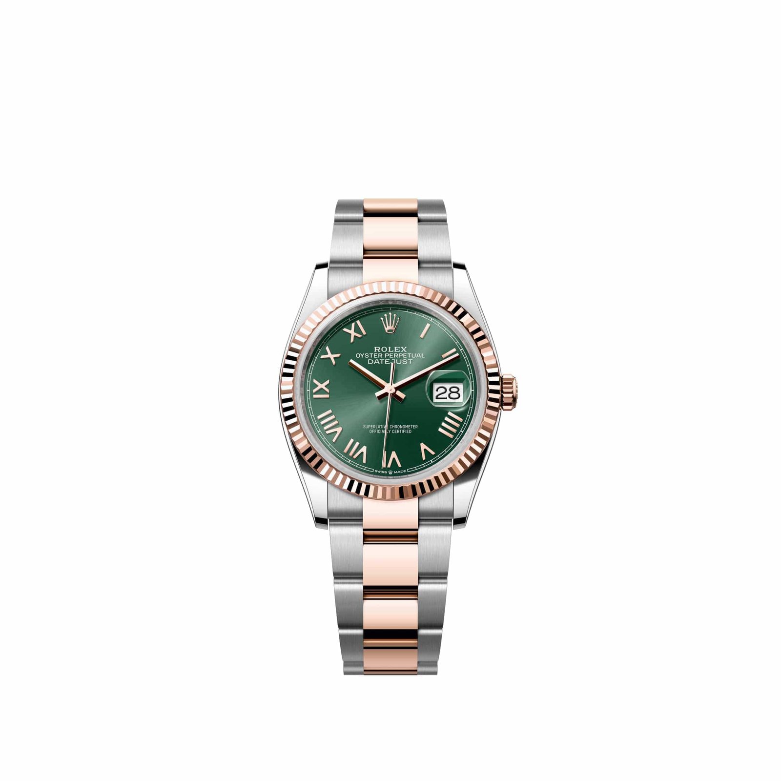 Rolex Datejust 36 126231 Rose Gold Stainless Steel Mint Green Roman Dial Oyster (2026)