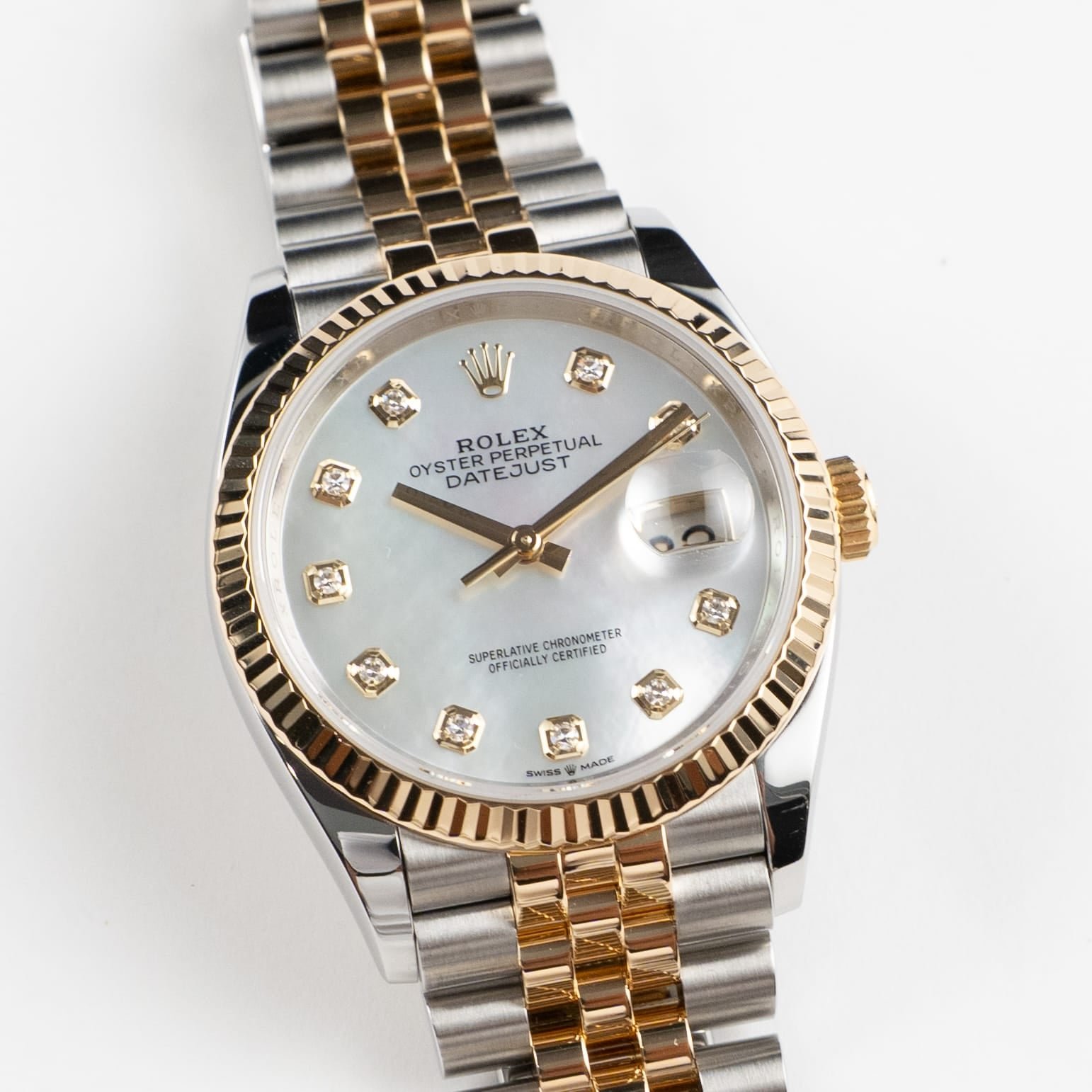 Rolex Datejust 36 126233 Stainless Steel Yellow Gold Mother of Pearl Diamond Dial Jubilee (2021) - Image 5