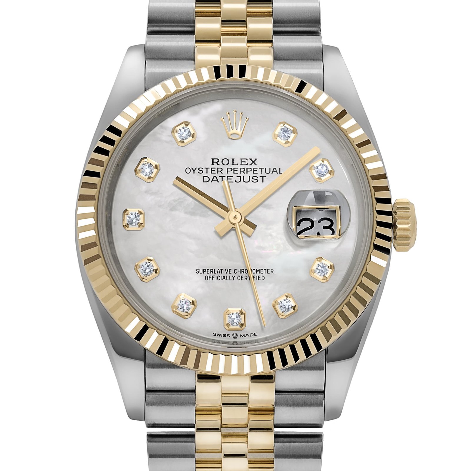 Rolex Datejust 36 126233 Stainless Steel Yellow Gold Mother of Pearl Diamond Dial Jubilee (2021) - Image 4