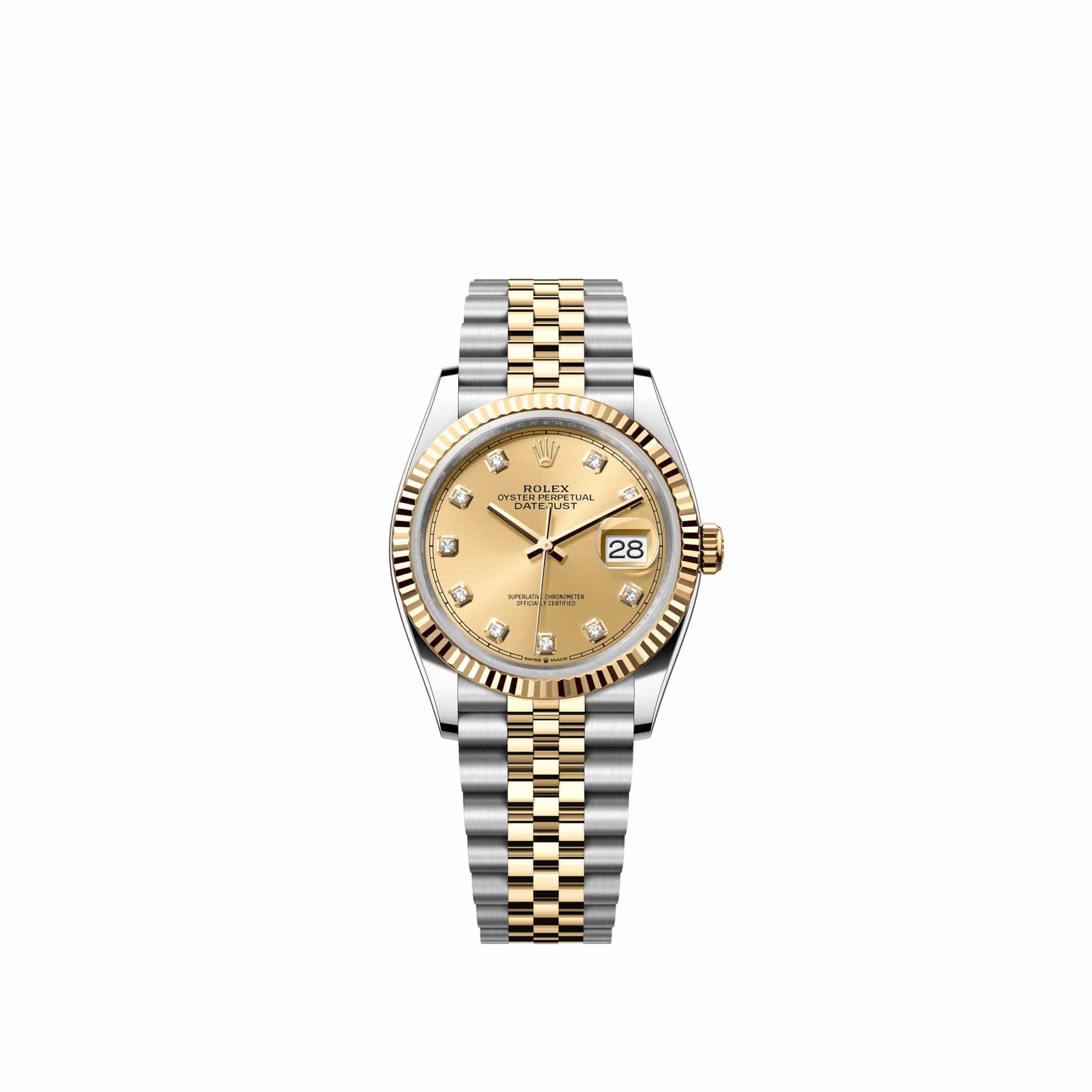 Rolex Datejust 36 126233 Yellow Gold Stainless Steel Champagne Diamond Dial Jubilee (2026)