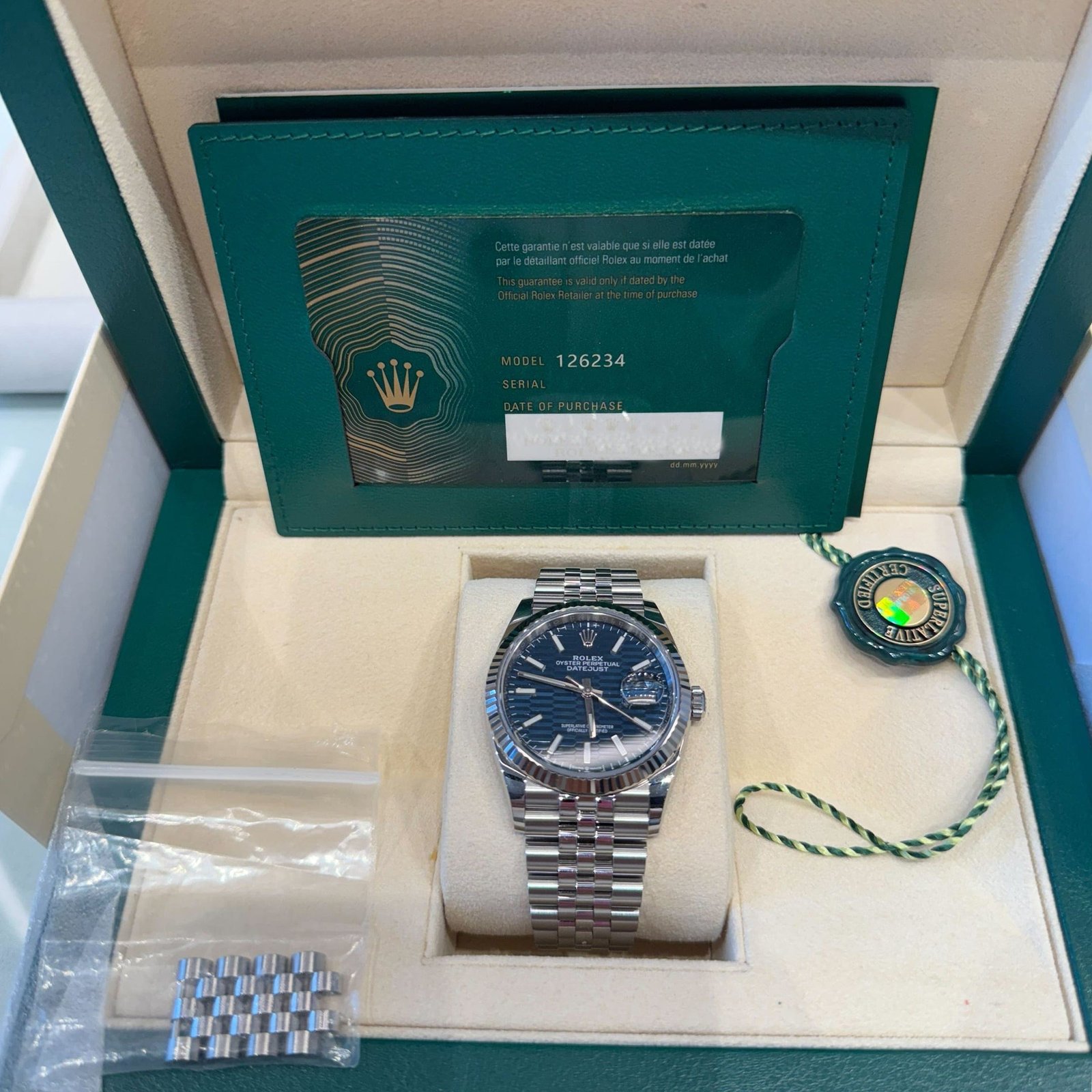 Rolex Datejust 36 126234 Stainless Steel Blue Motif Dial Jubilee (2023) - Image 11