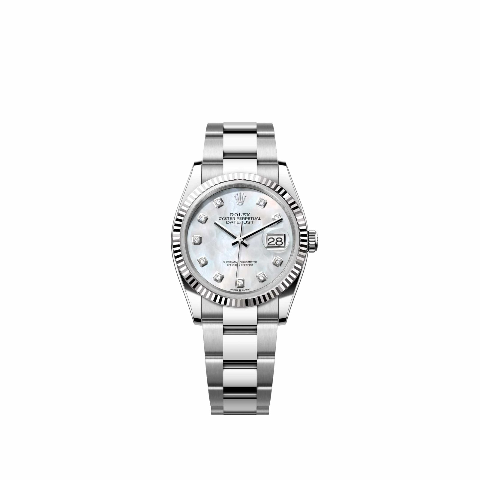 Rolex Datejust 36 126234 Stainless Steel White Mother of Pearl Diamond Dial Oyster (2026)