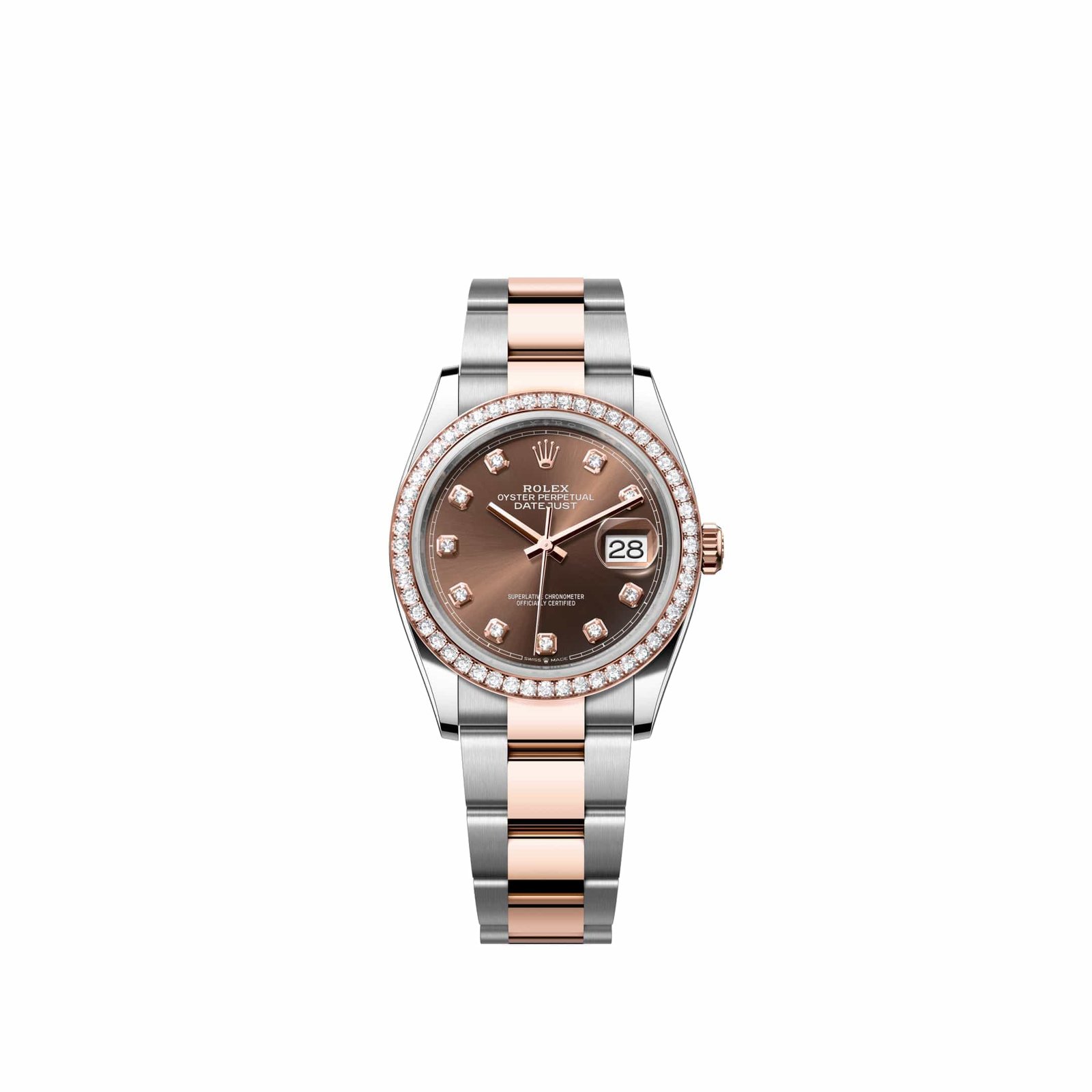 Rolex Datejust 36 126281RBR Rose Gold Stainless Steel Chocolate Diamond Dial Oyster Diamond Bezel (2026)