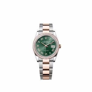 Rolex Datejust 36 126281RBR Rose Gold Stainless Steel Mint Green Roman Dial Oyster Diamond Bezel (2026)