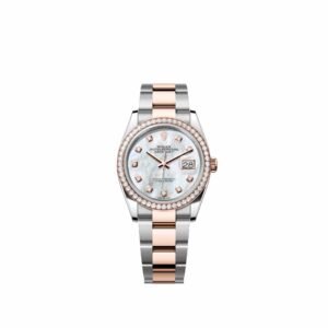 Rolex Datejust 36 126281RBR Rose Gold Stainless Steel White Mother of Pearl Diamond Dial Oyster Diamond Bezel (2026)