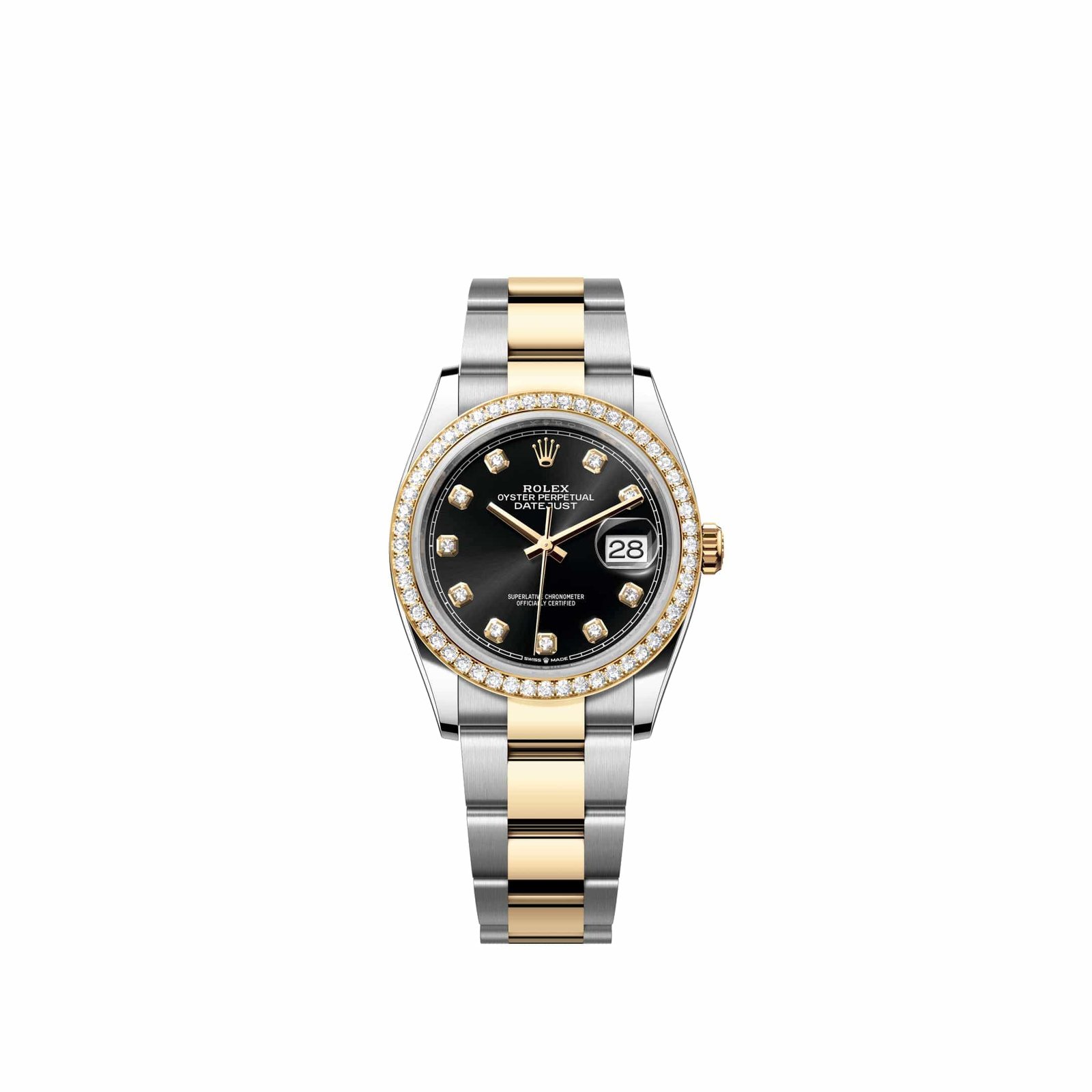 Rolex Datejust 36 126283RBR Yellow Gold Stainless Steel Black Diamond Dial Oyster Diamond Bezel (2026)