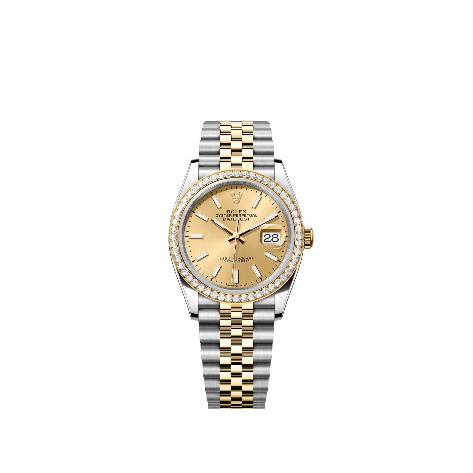 Rolex Datejust 36 126283RBR Yellow Gold Stainless Steel Champagne Dial Jubilee Diamond Bezel (2026)