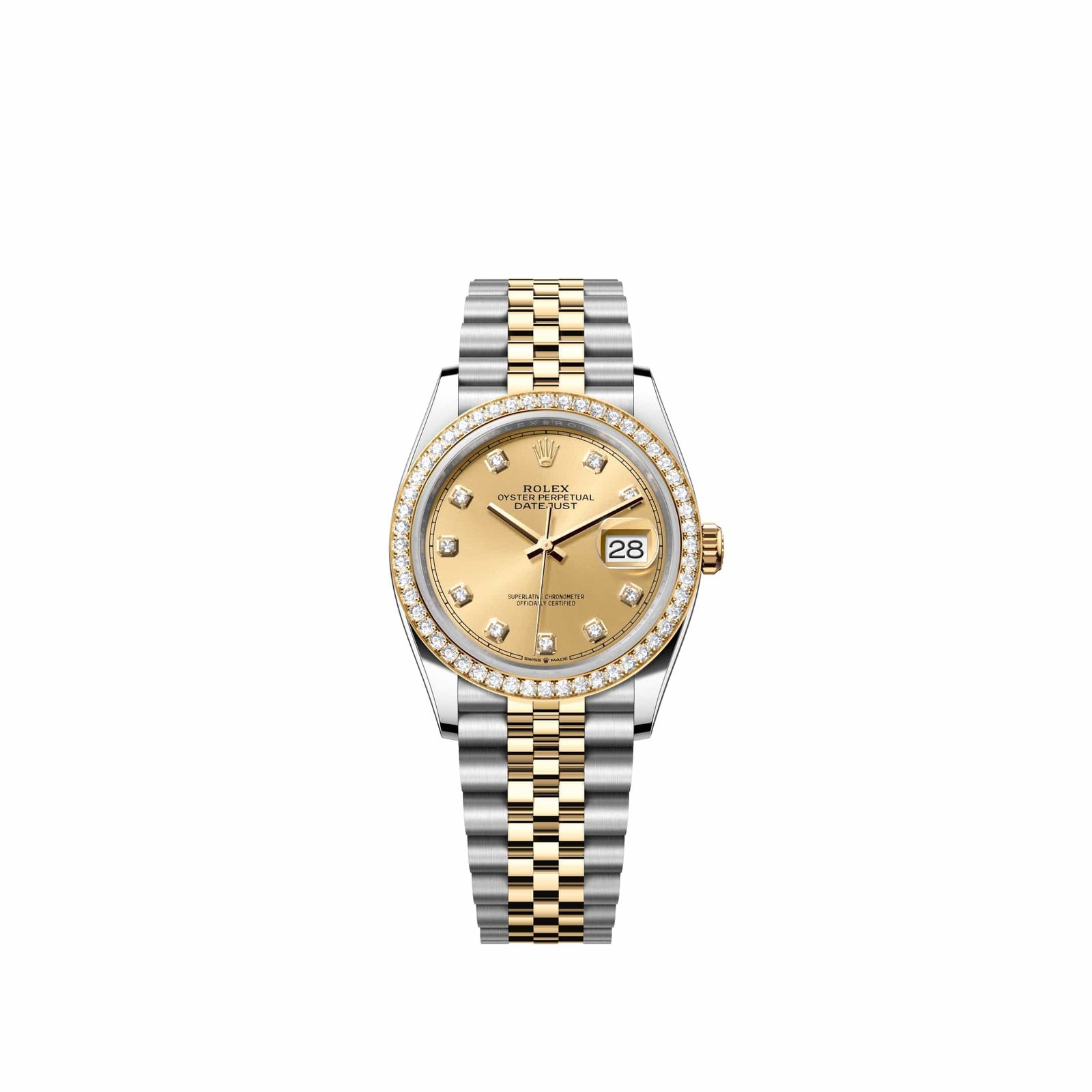 Rolex Datejust 36 126283RBR Yellow Gold Stainless Steel Champagne Diamond Dial Jubilee Diamond Bezel (2026)
