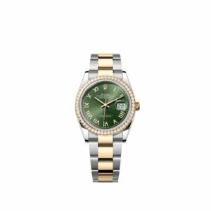 Rolex Datejust 36 126283RBR Yellow Gold Stainless Steel Olive Green Roman Dial Oyster Diamond Bezel (2026)