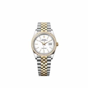 Rolex Datejust 36 126283RBR Yellow Gold Stainless Steel White Dial Jubilee Diamond Bezel (2026)