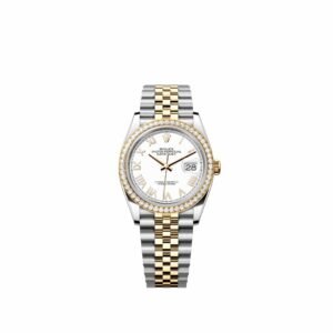 Rolex Datejust 36 126283RBR Yellow Gold Stainless Steel White Roman Dial Jubilee Diamond Bezel (2026)