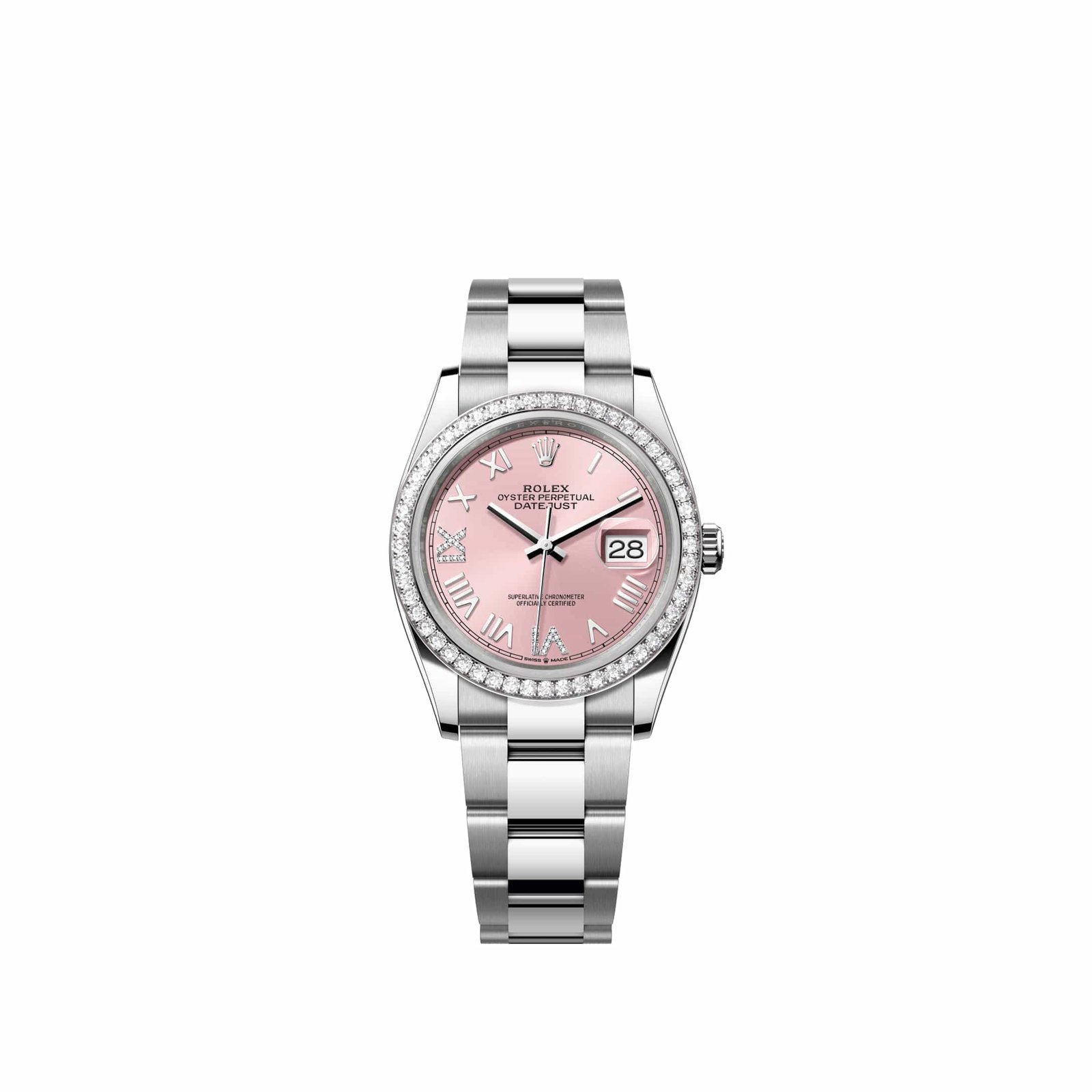 Rolex Datejust 36 126284RBR Stainless Steel Pink Diamond Roman Dial Oyster Diamond Bezel (2026)