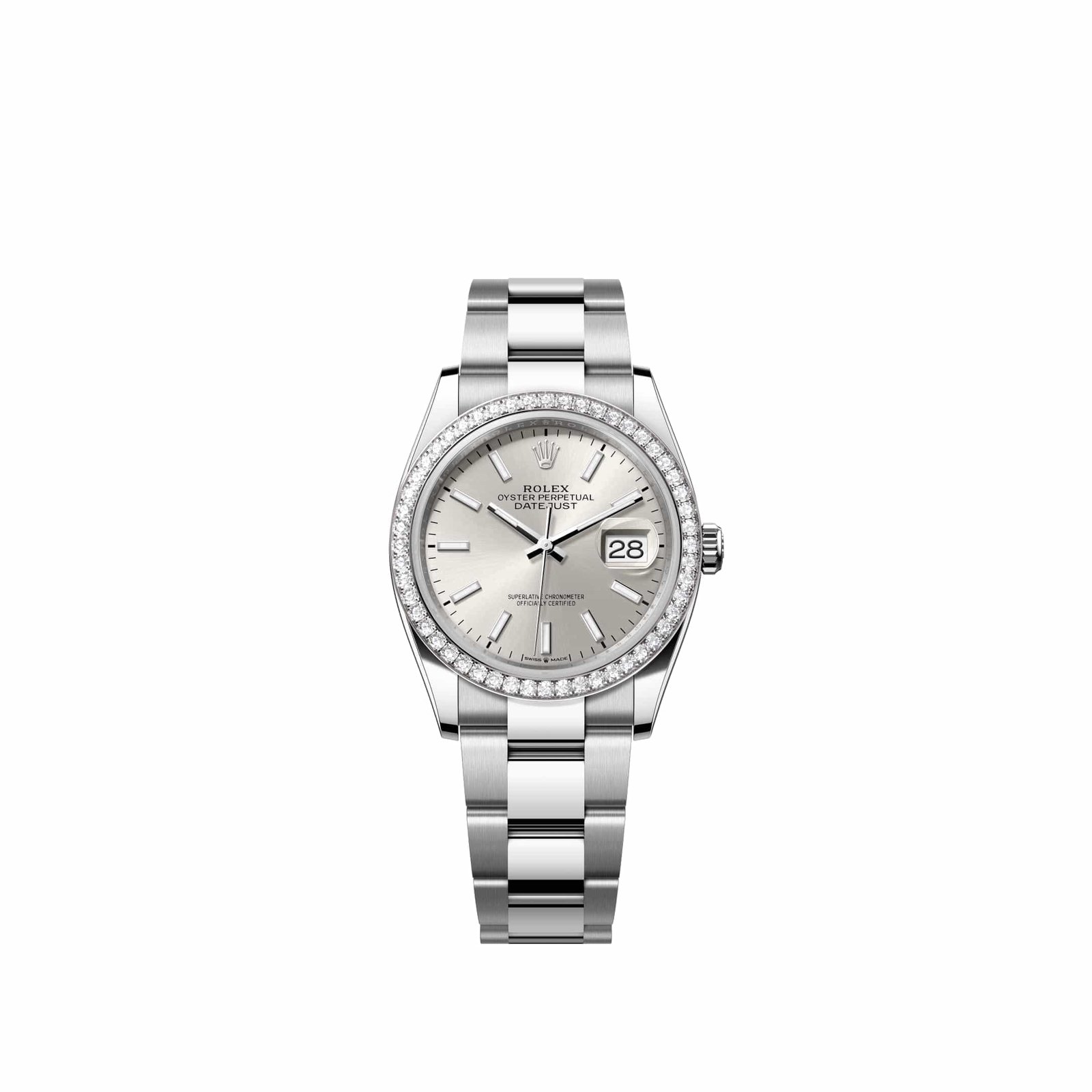Rolex Datejust 36 126284RBR Stainless Steel Silver Dial Oyster Diamond Bezel (2026)