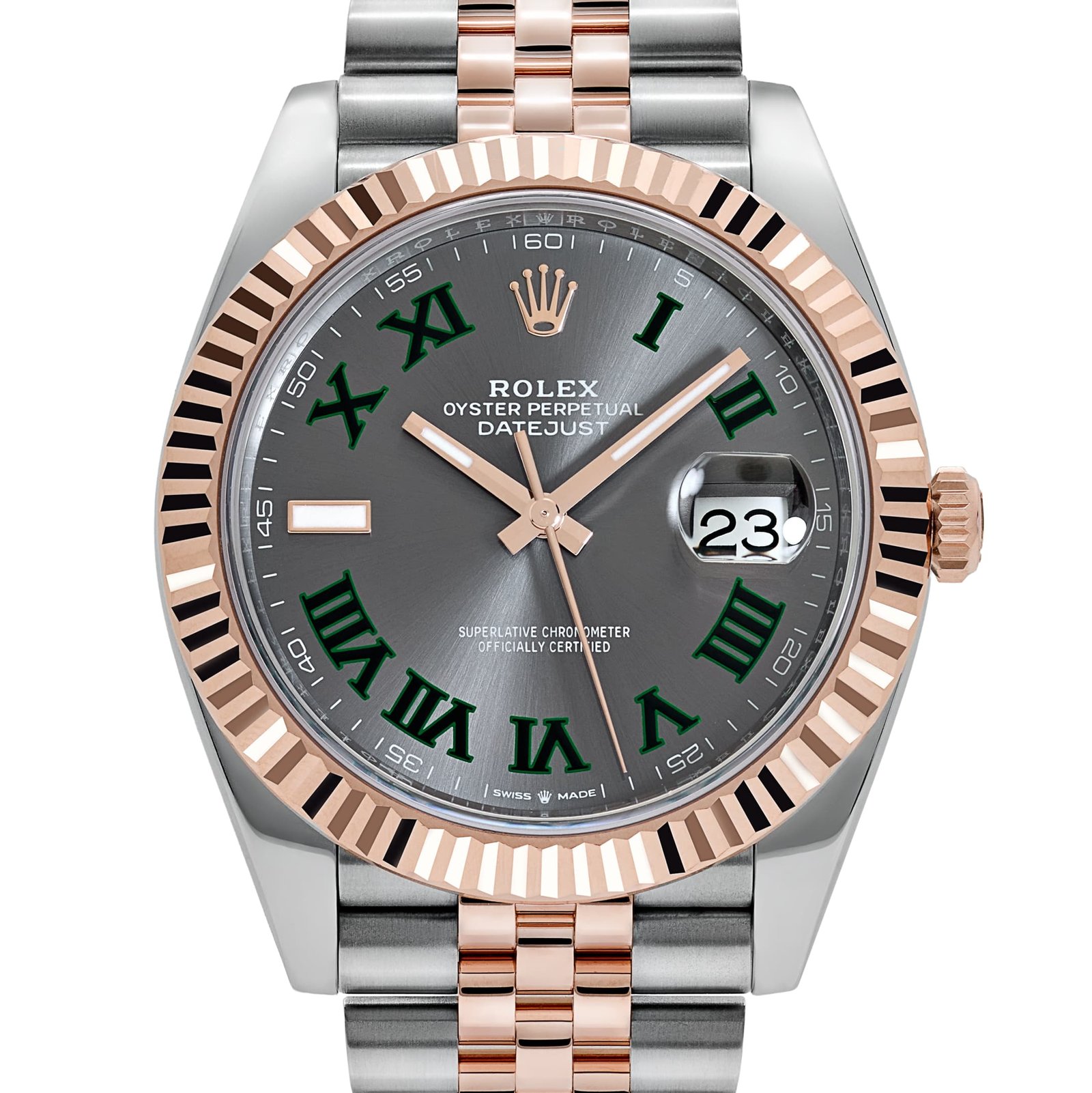 Rolex Datejust 41 126331 'Wimbledon' Rose Gold Stainless Steel Slate Dial Fluted Jubilee (2026) - Image 4