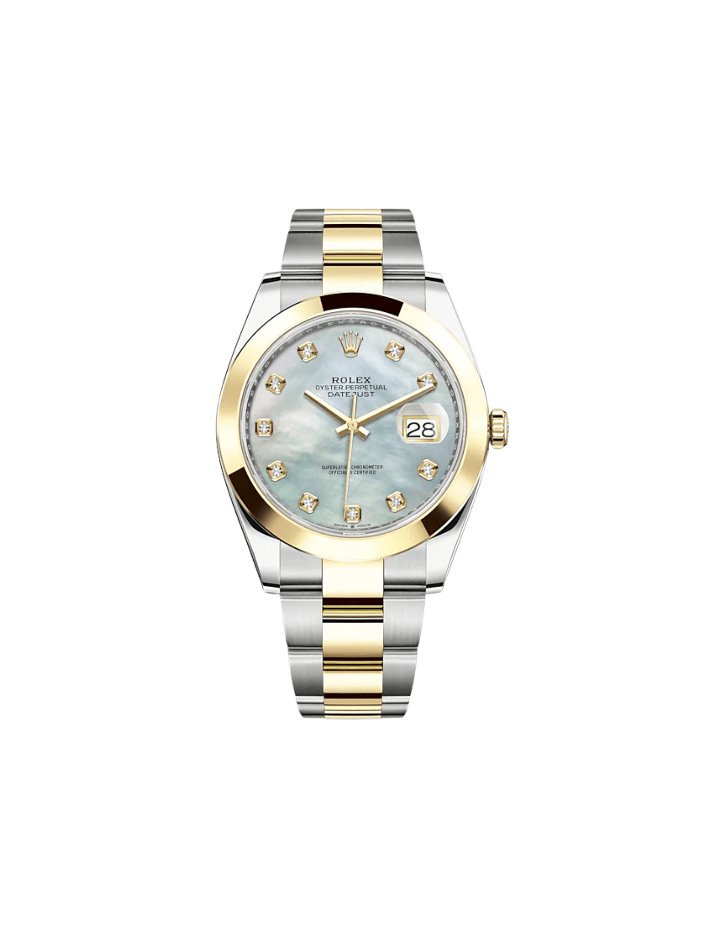 Rolex Datejust 41 126303 Stainless Steel Yellow Gold Mother of Pearl Diamond Dial