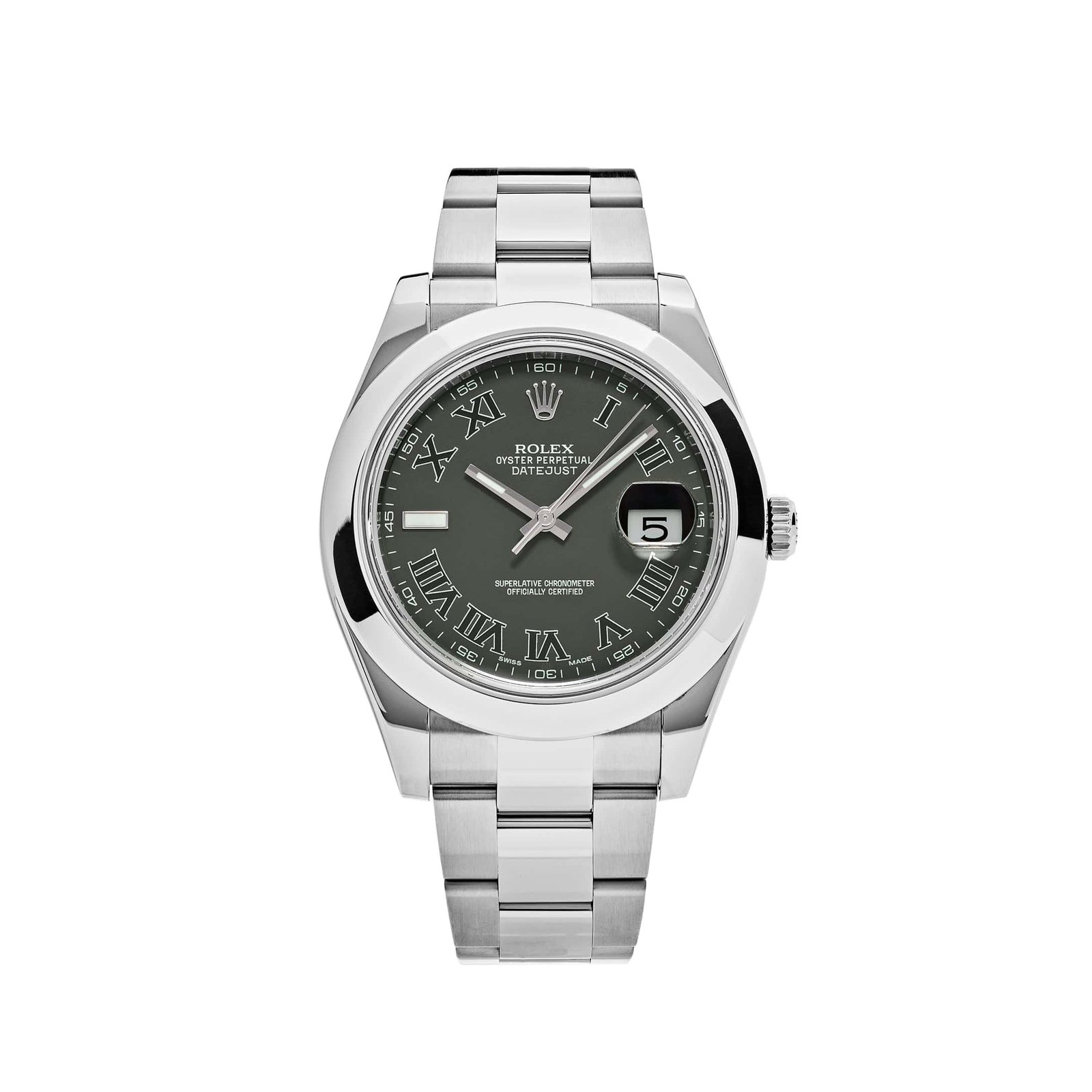 Rolex Datejust II 116300 Stainless Steel Dark Grey Roman Numerals Dial Smooth Bezel Oyster (2015)