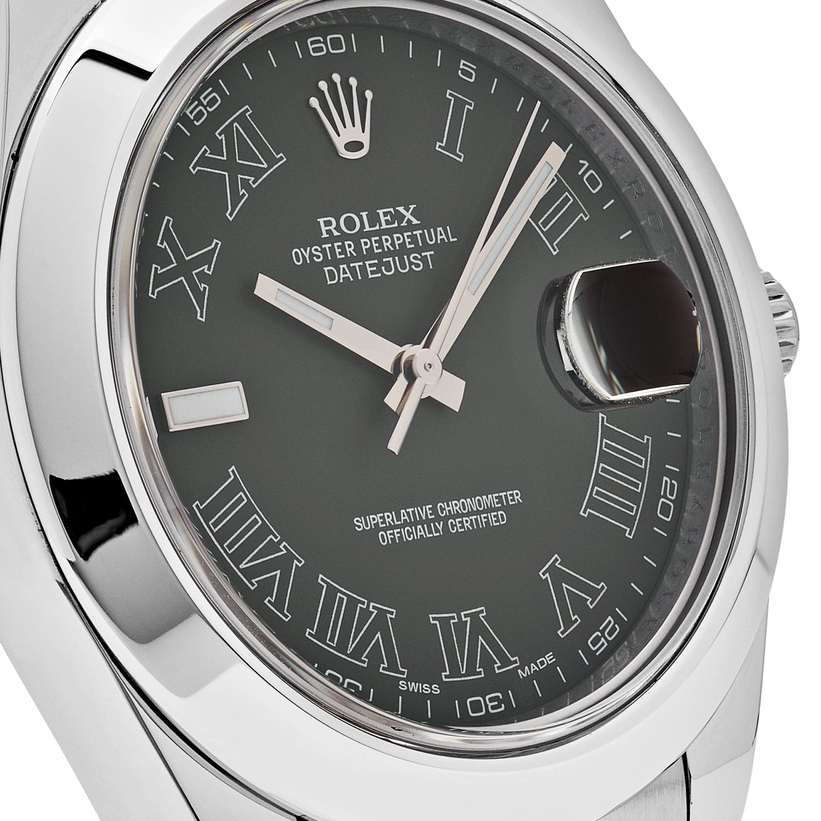 Rolex Datejust II 116300 Stainless Steel Dark Grey Roman Numerals Dial Smooth Bezel Oyster (2015) - Image 5