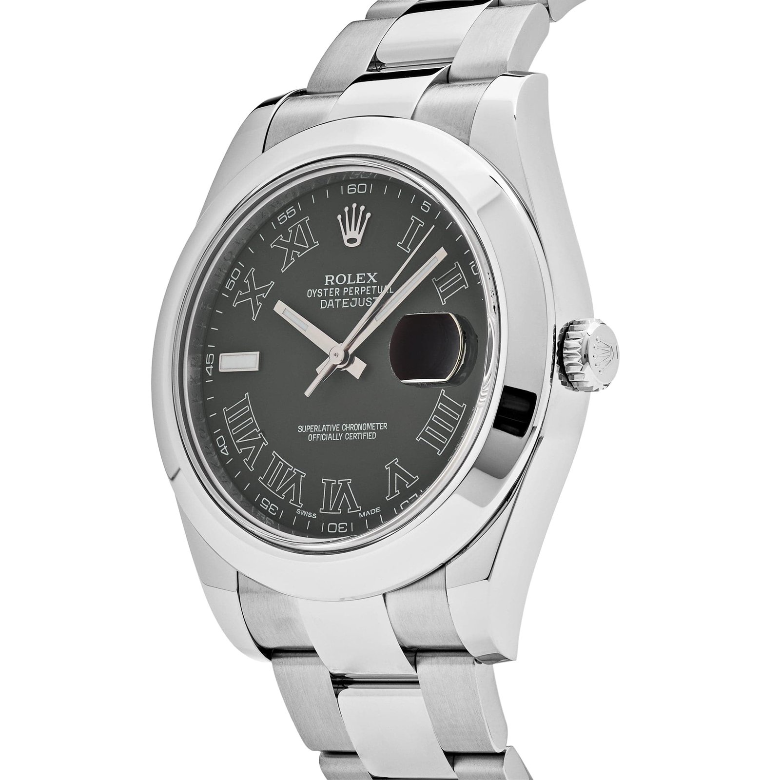 Rolex Datejust II 116300 Stainless Steel Dark Grey Roman Numerals Dial Smooth Bezel Oyster (2015) - Image 3