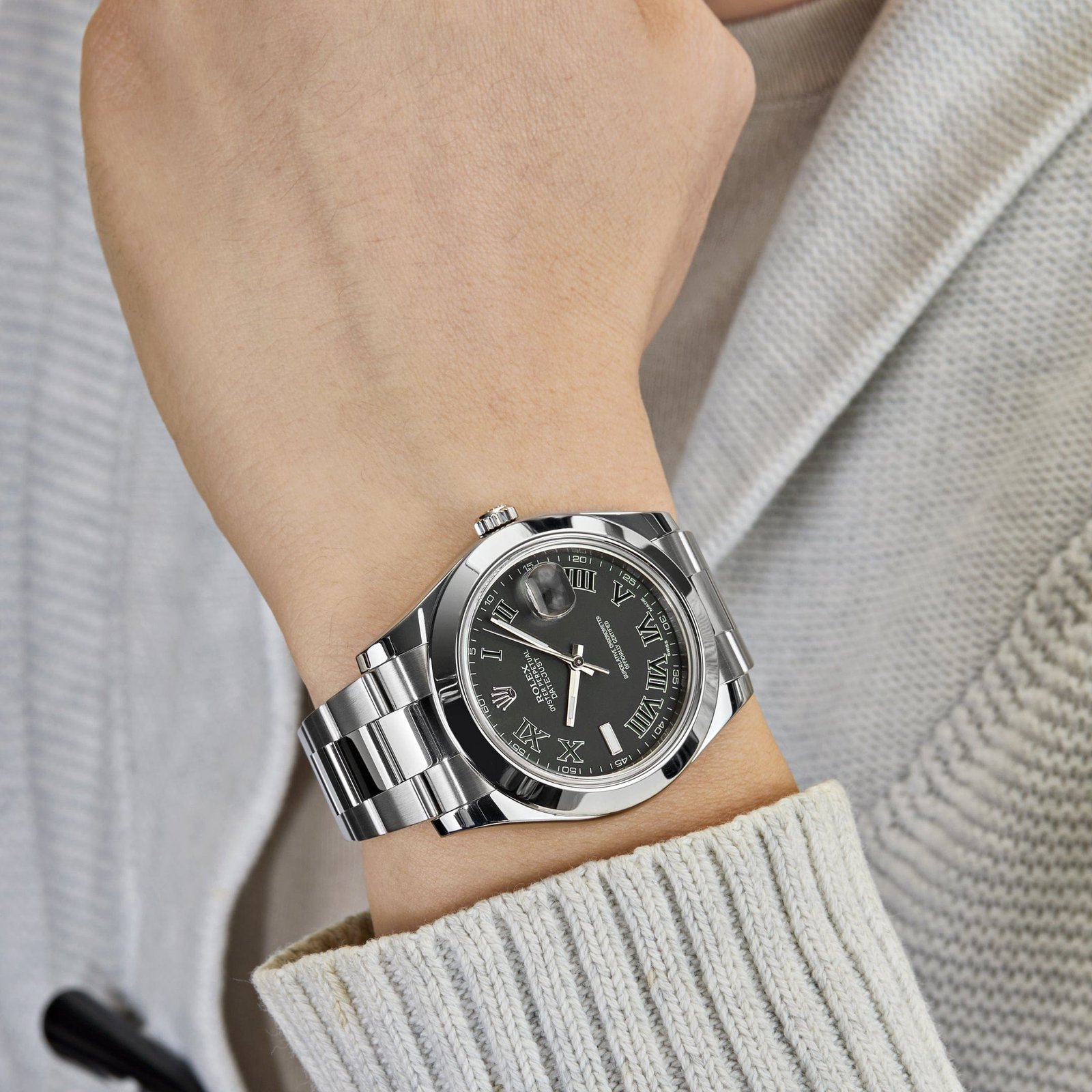 Rolex Datejust II 116300 Stainless Steel Dark Grey Roman Numerals Dial Smooth Bezel Oyster (2015) - Image 2