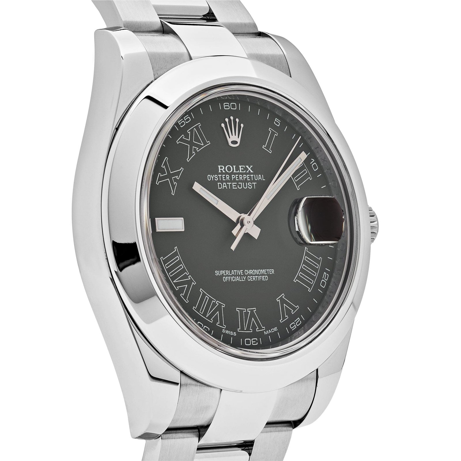Rolex Datejust II 116300 Stainless Steel Dark Grey Roman Numerals Dial Smooth Bezel Oyster (2015) - Image 4